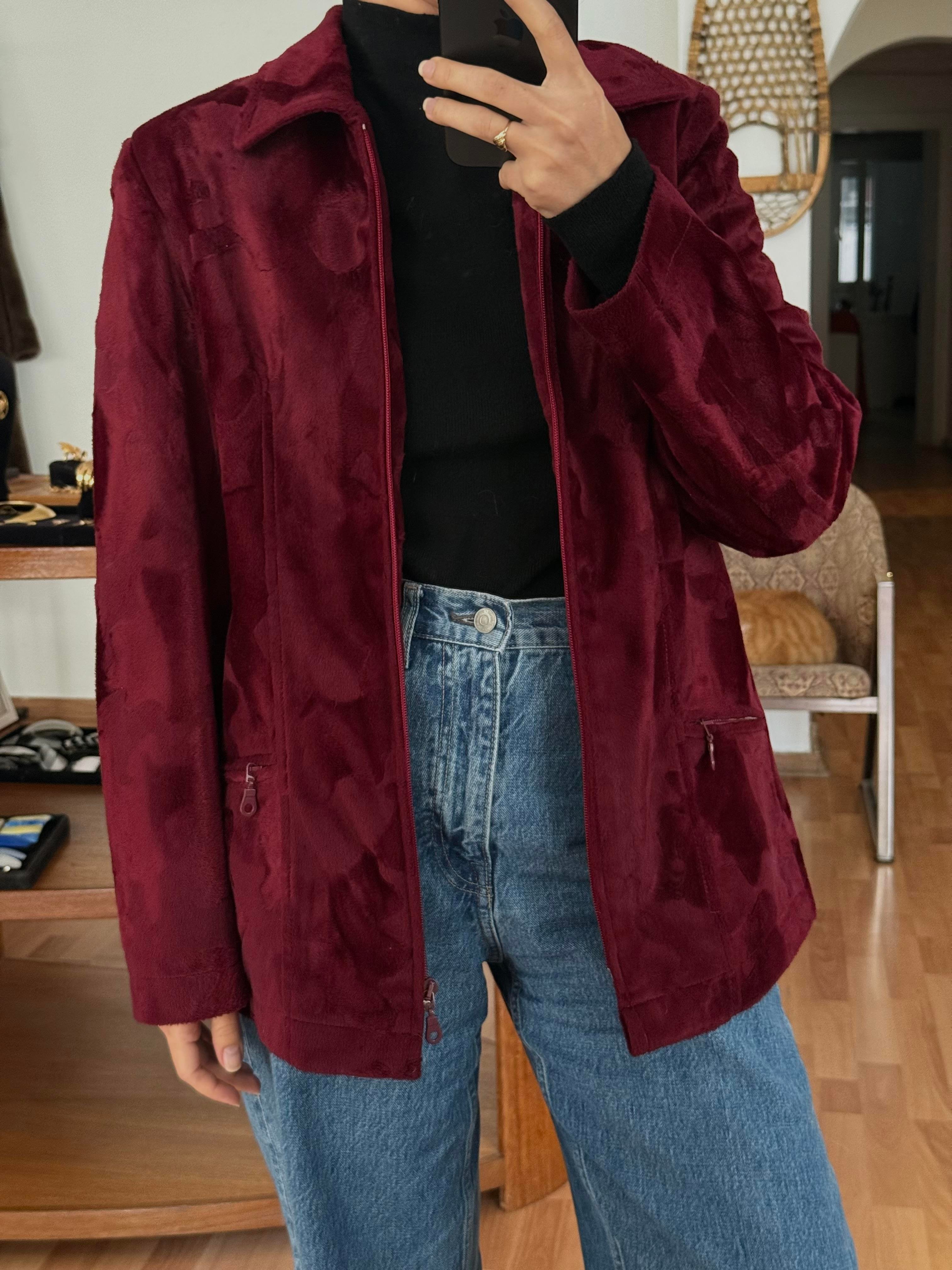 BORDO KADİFE CEKET