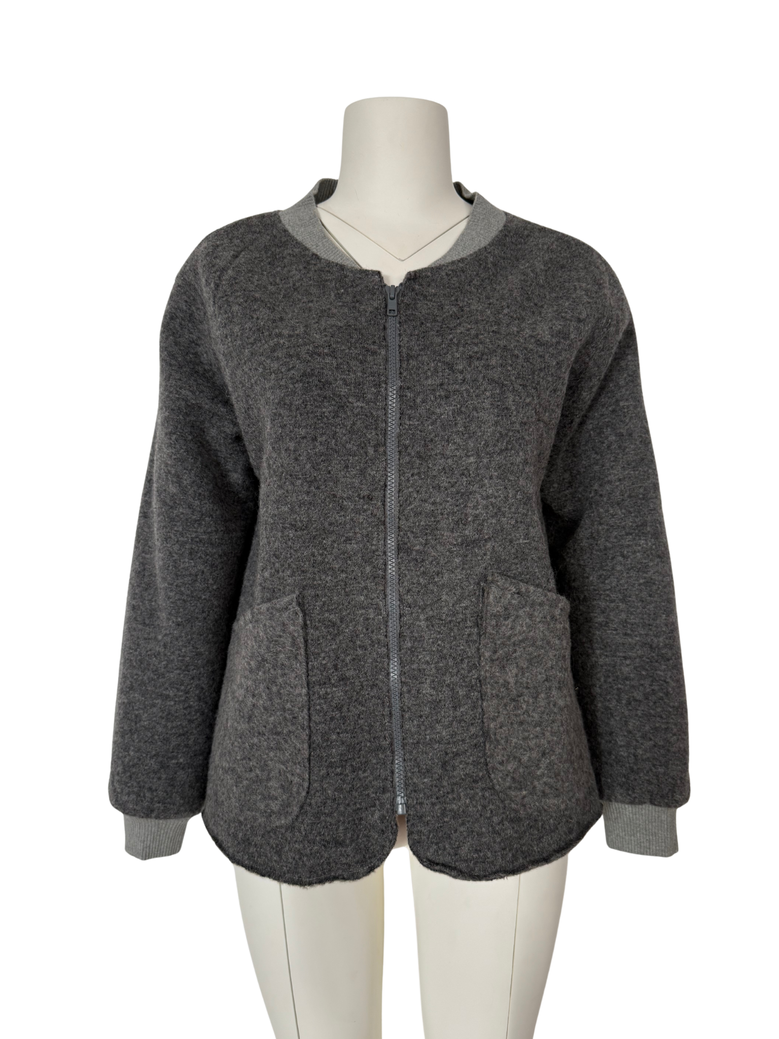 GRİ FERMUARLI BOMBER CEKET