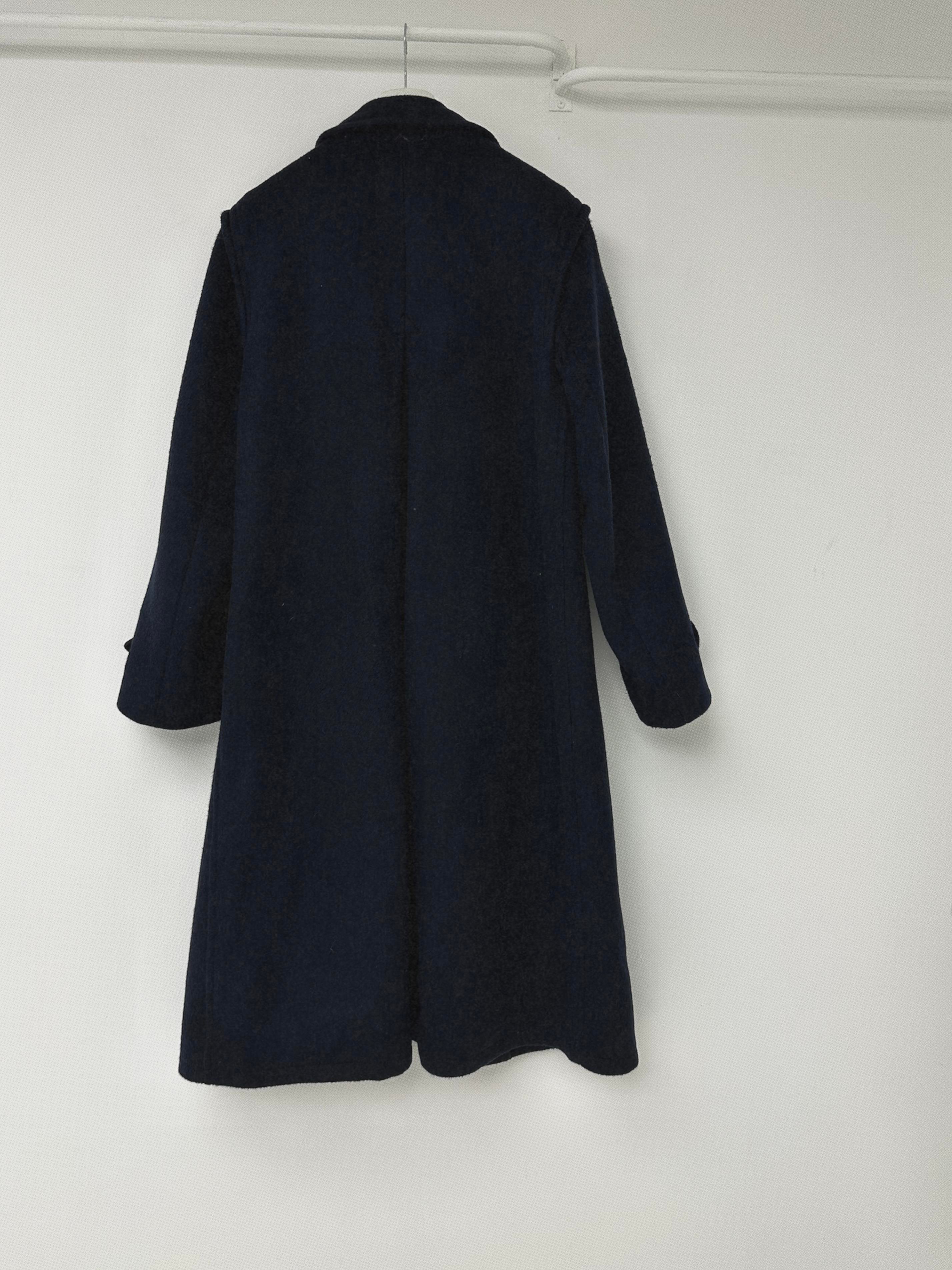 Lacivert %100 Yün Premium Oversize Vintage Palto