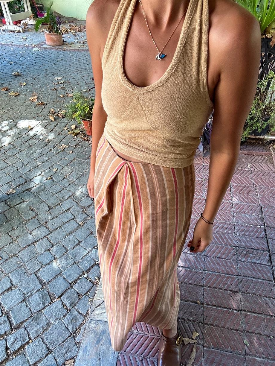 Liny Çizgili Etek
