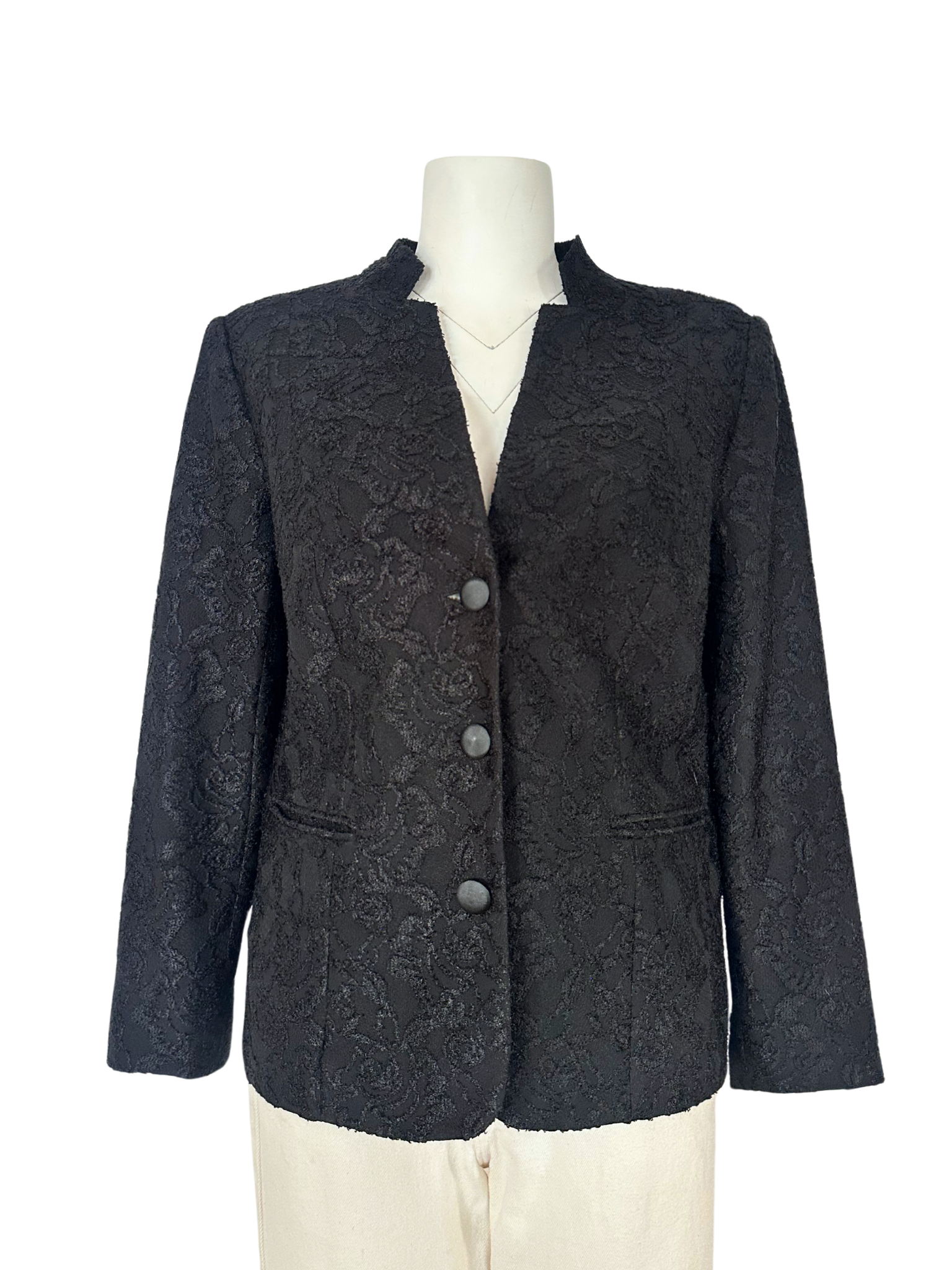 SİYAH JAKARLI BLAZER CEKET