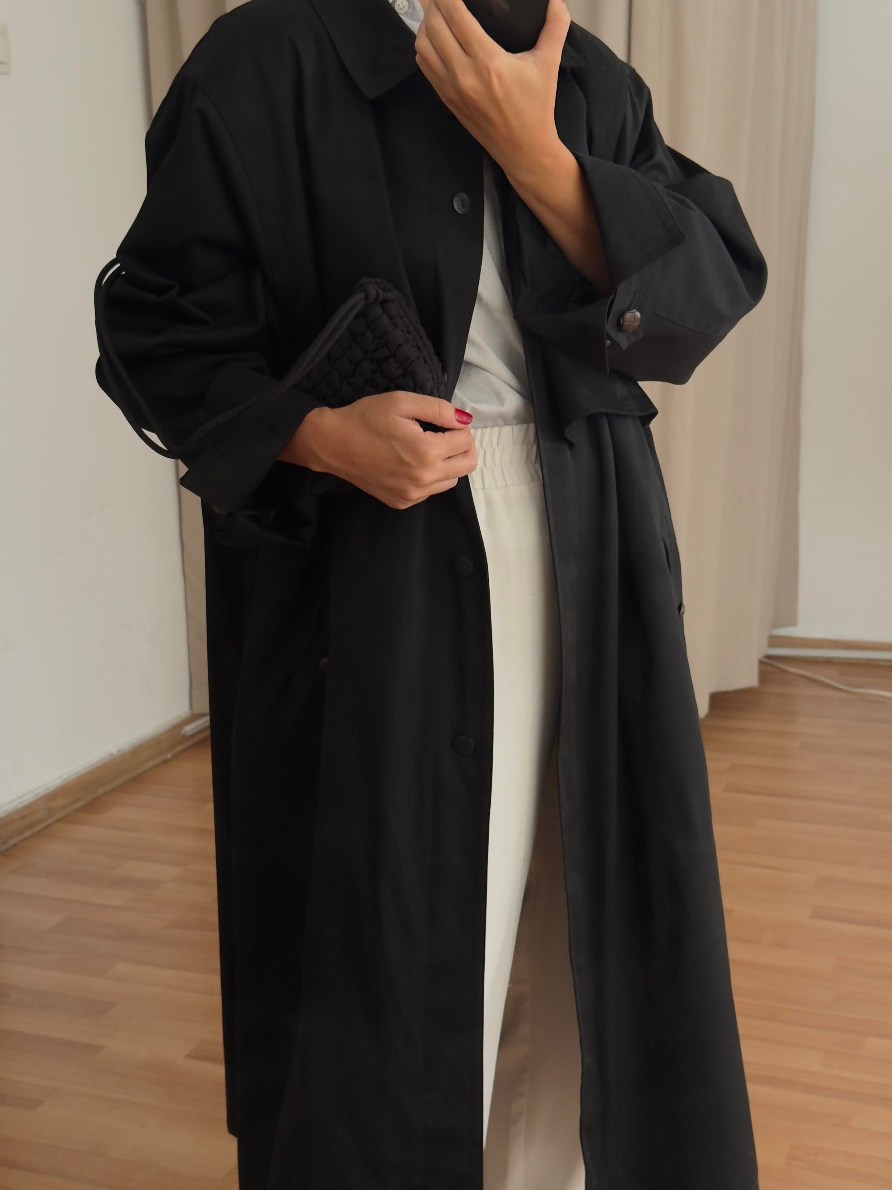 SİYAH MAXI TRENÇKOT