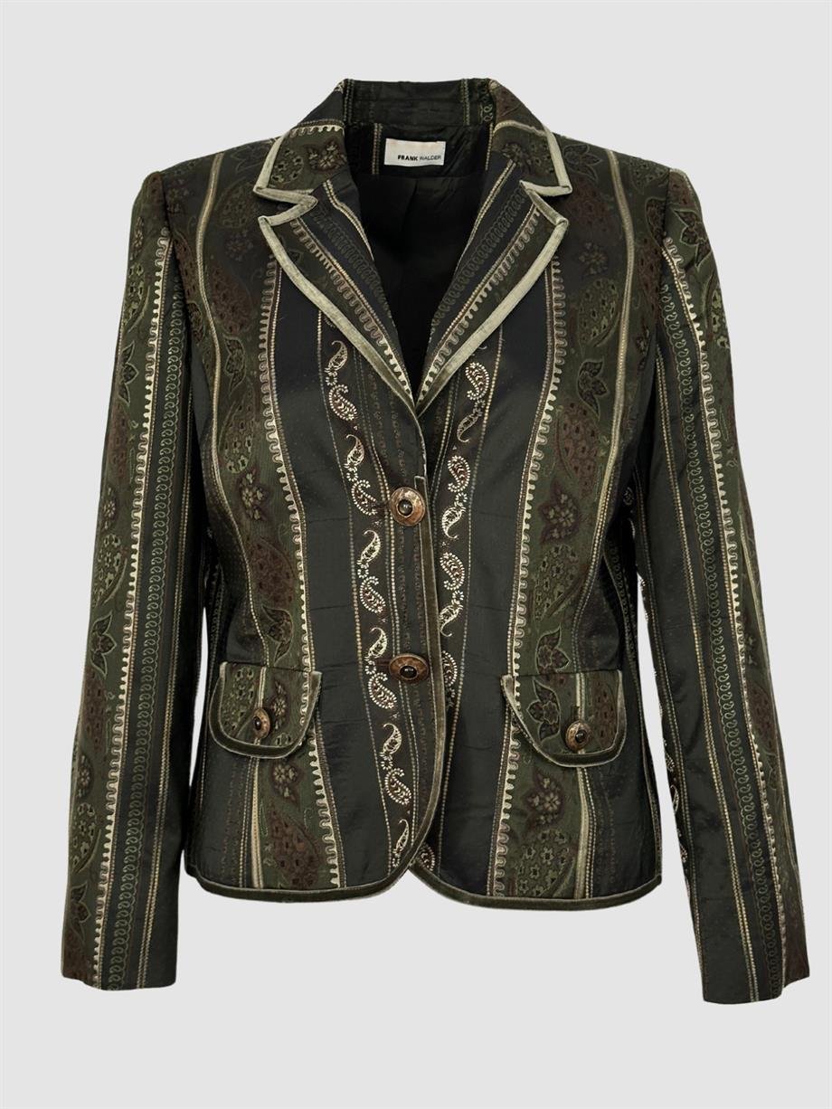 Vintage Jakar Şal Desenli Blazer Ceket