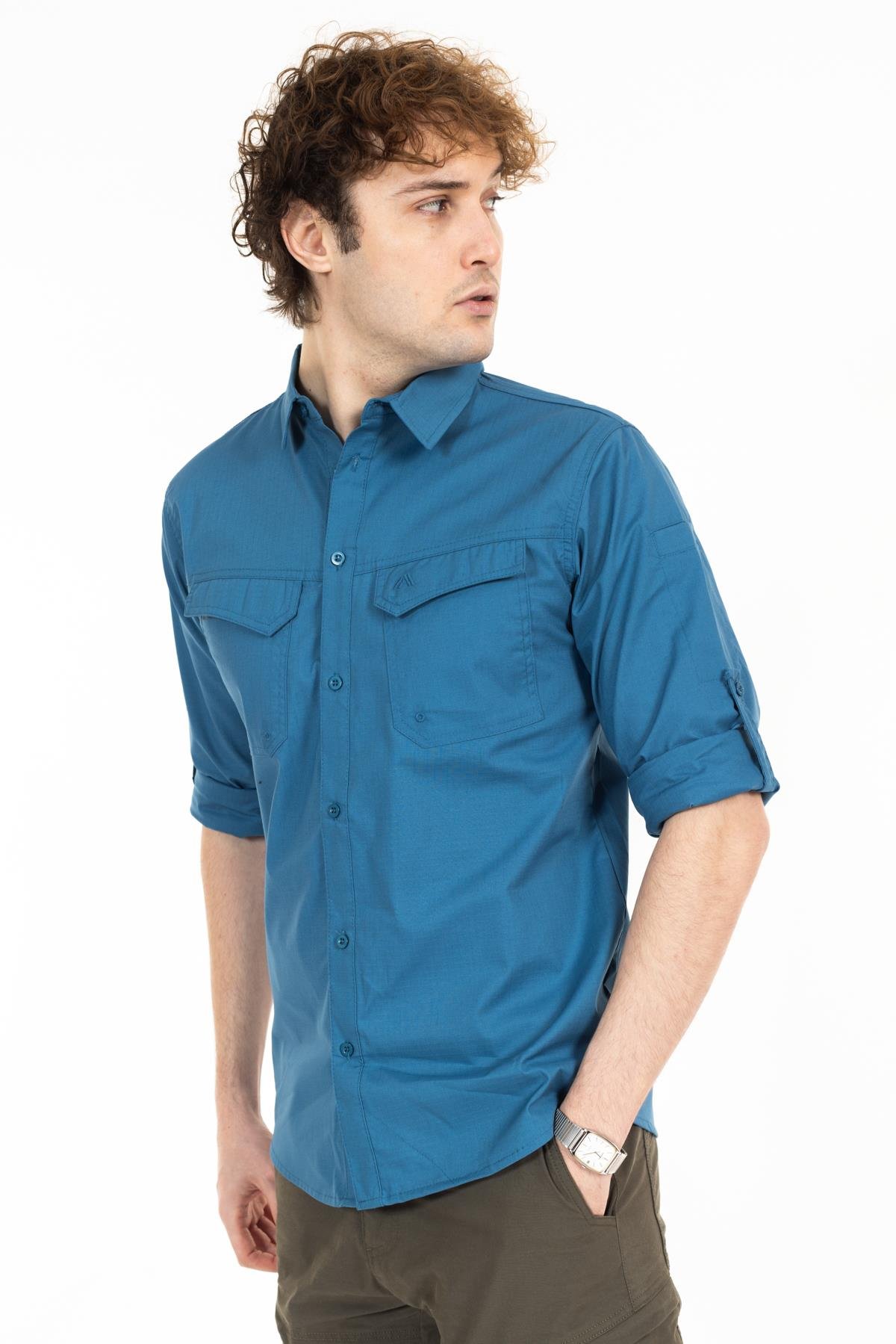 AKN 313 PREMIUM RIPSTOP TAKTİK GÖMLEK-MAVİ