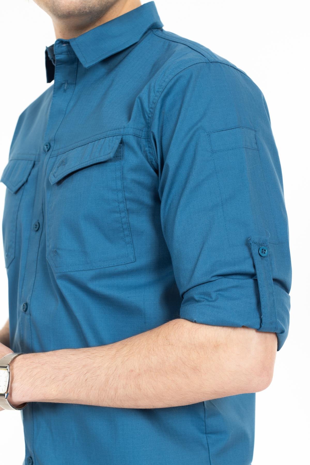 AKN 313 PREMIUM RIPSTOP TAKTİK GÖMLEK-MAVİ