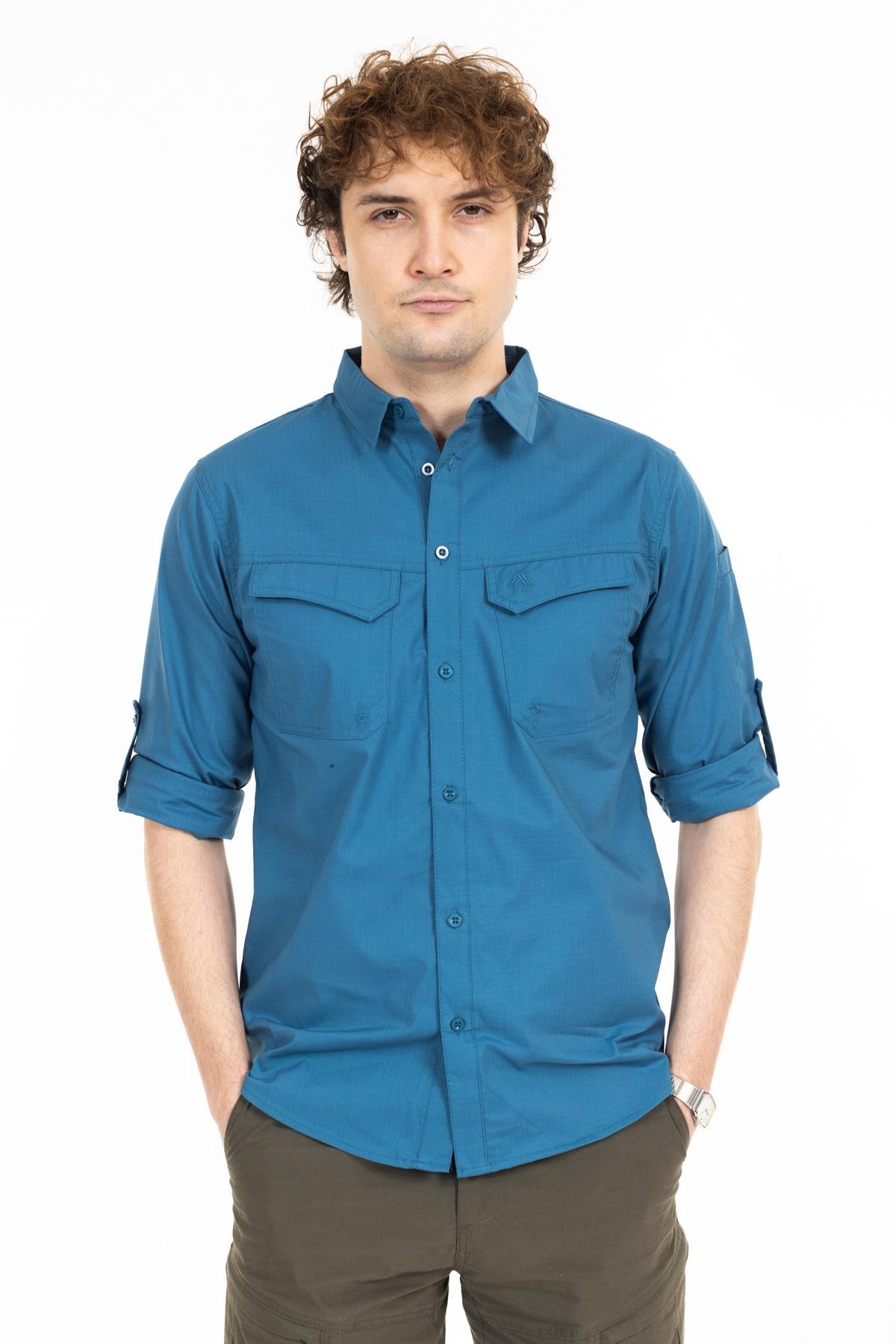 AKN 313 PREMIUM RIPSTOP TAKTİK GÖMLEK-MAVİ