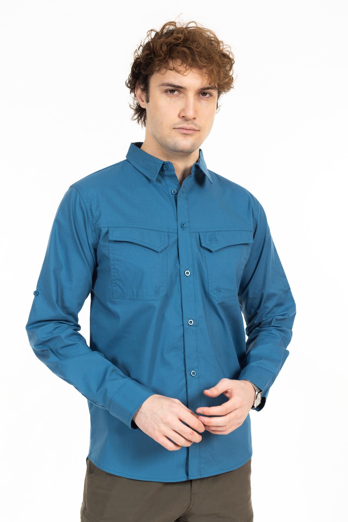 AKN 313 PREMIUM RIPSTOP TAKTİK GÖMLEK-MAVİ