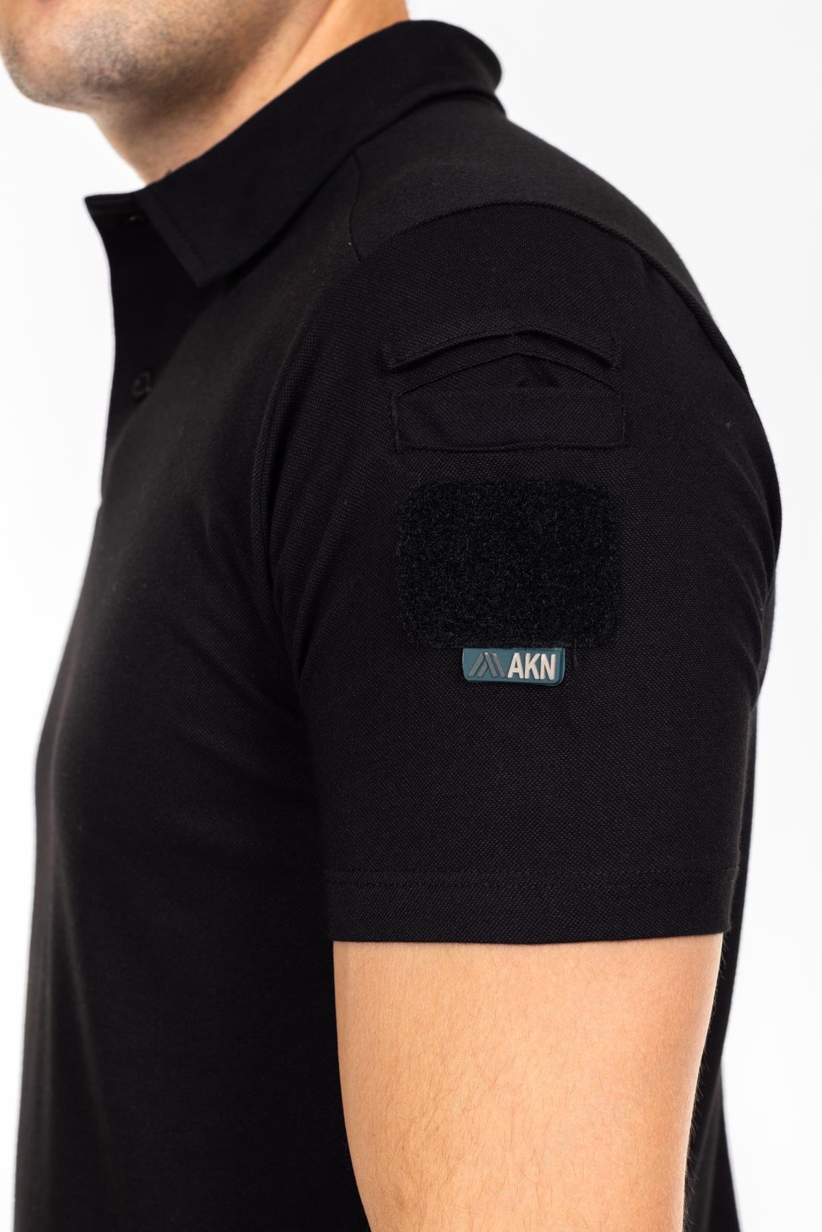 AKN 708 POLO YAKA KISA KOLLU TAKTİK T-SHIRT-SİYAH
