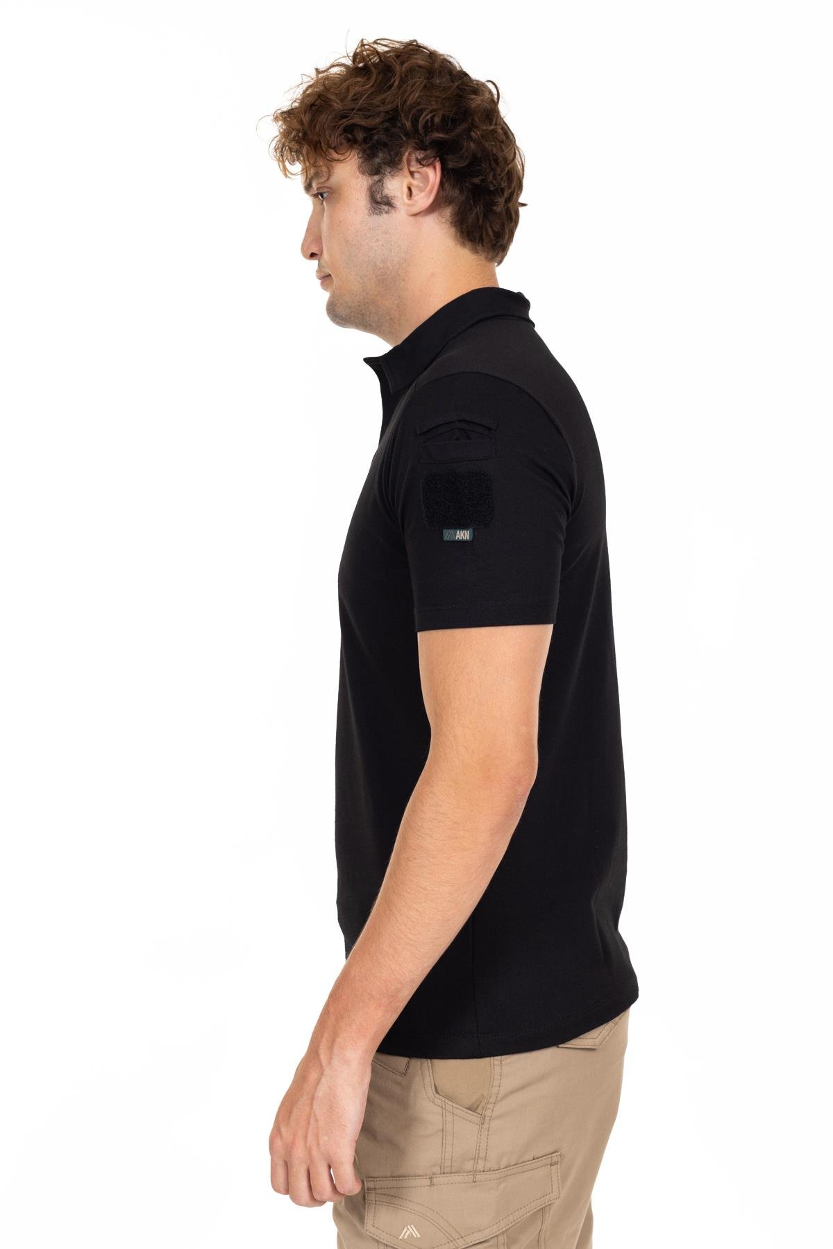 AKN 708 POLO YAKA KISA KOLLU TAKTİK T-SHIRT-SİYAH