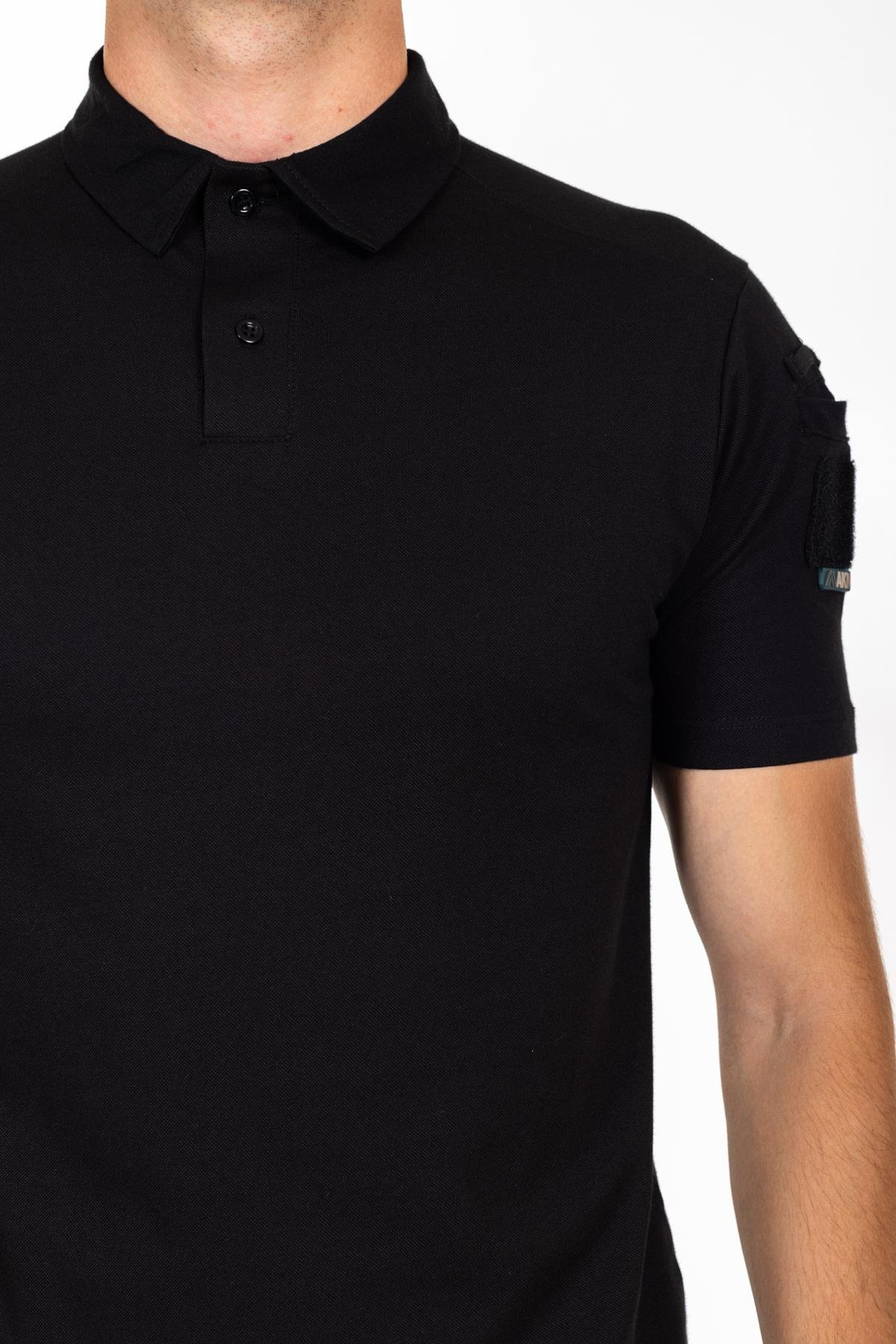 AKN 708 POLO YAKA KISA KOLLU TAKTİK T-SHIRT-SİYAH