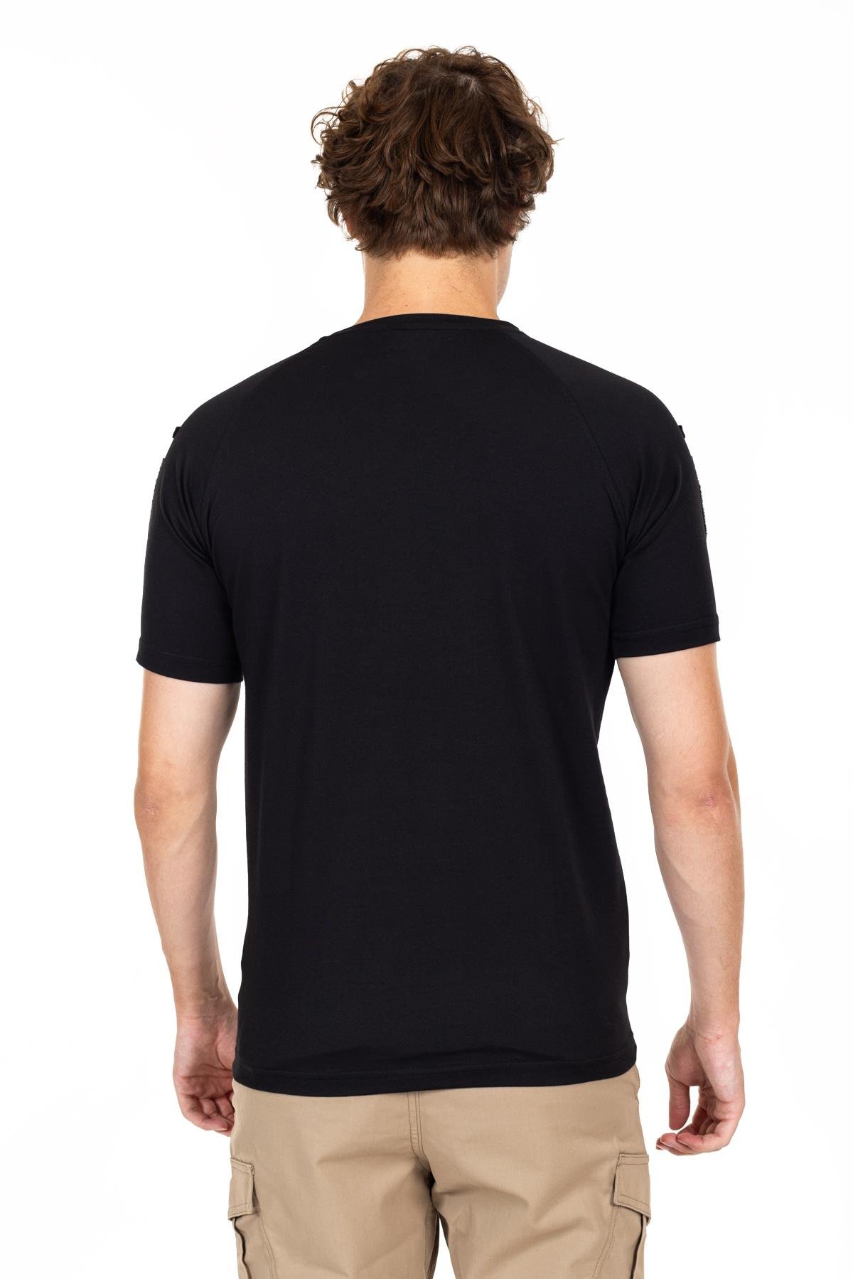 AKN 713 BİSİKLET YAKA KISA KOLLU TAKTİK T-SHIRT-SİYAH