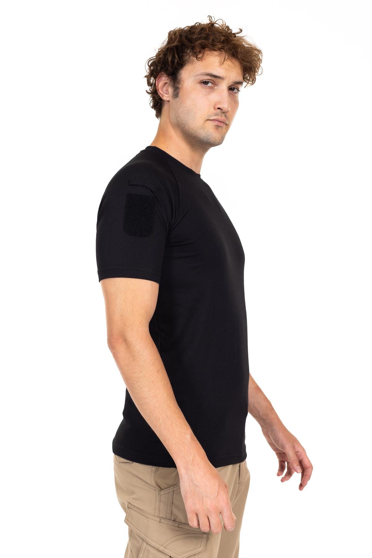 AKN 713 BİSİKLET YAKA KISA KOLLU TAKTİK T-SHIRT-SİYAH