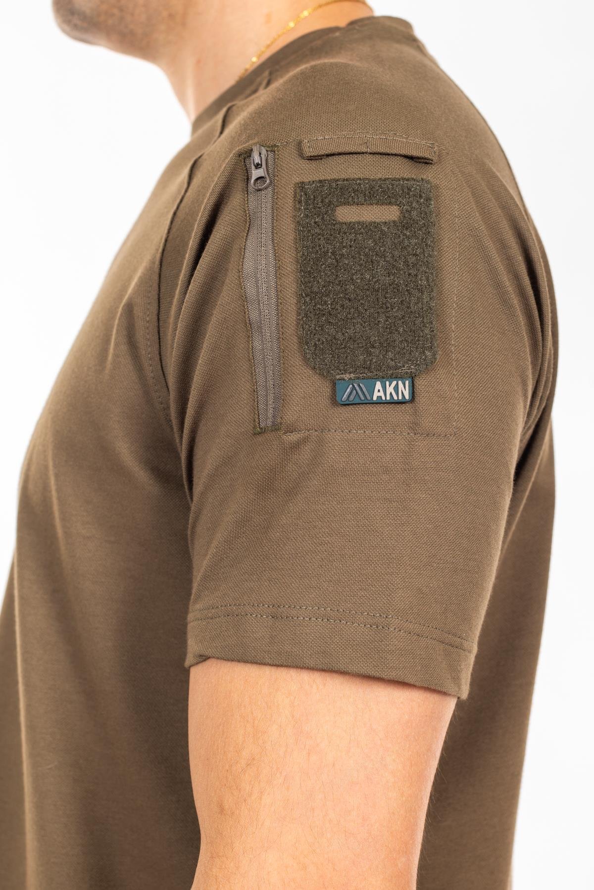AKN BİSİKLET YAKA KISA KOLLU TAKTİK T-SHIRT-HAKİ