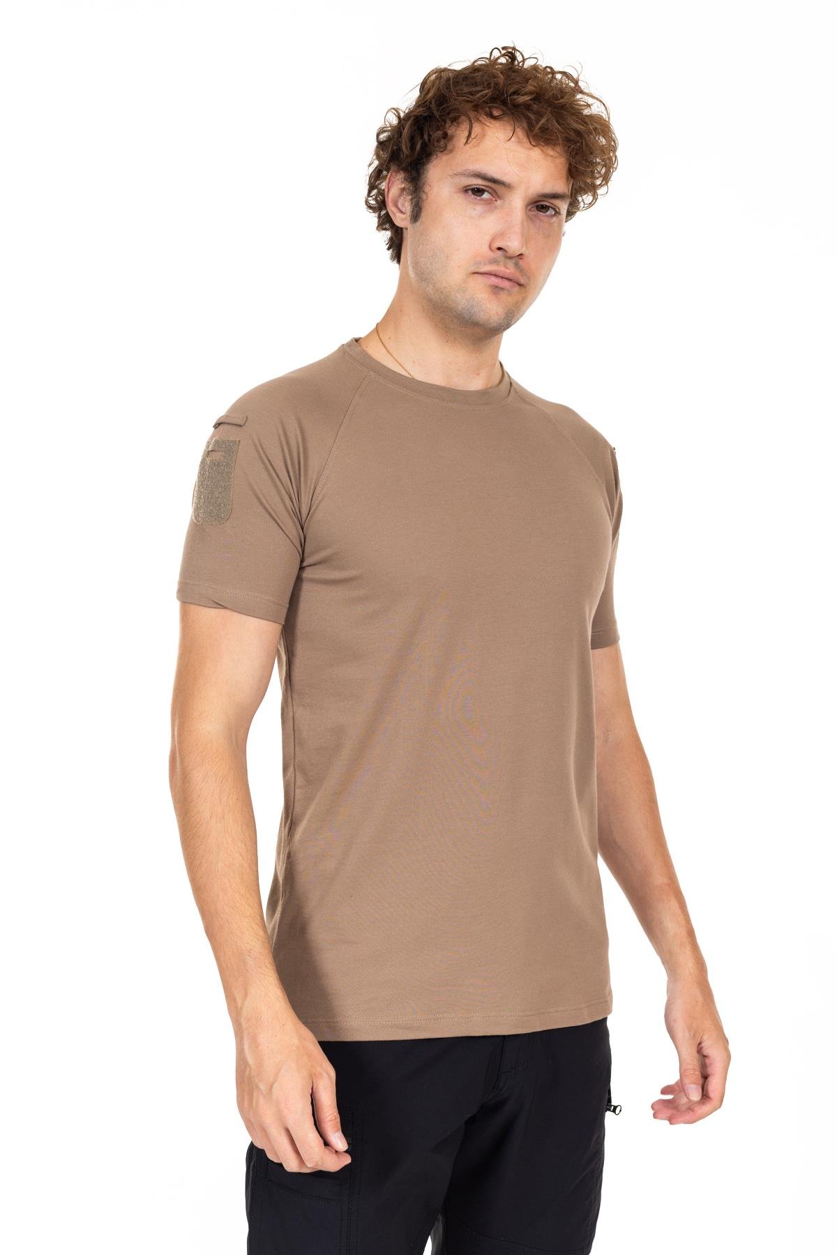 AKN BİSİKLET YAKA KISA KOLLU TAKTİK T-SHIRT-BEJ