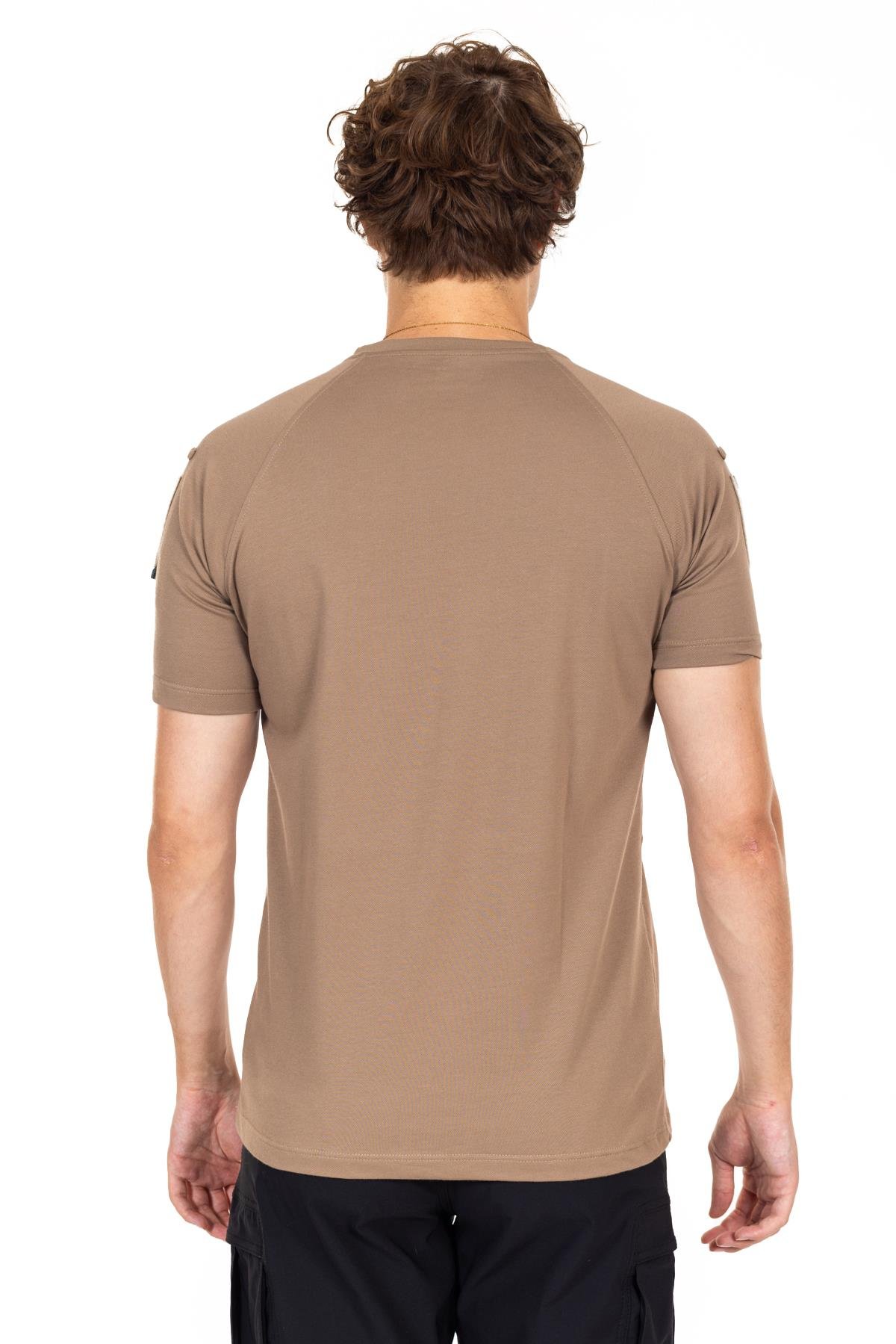 AKN BİSİKLET YAKA KISA KOLLU TAKTİK T-SHIRT-BEJ