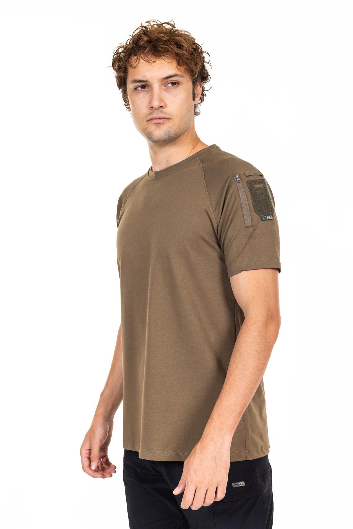 AKN BİSİKLET YAKA KISA KOLLU TAKTİK T-SHIRT-HAKİ