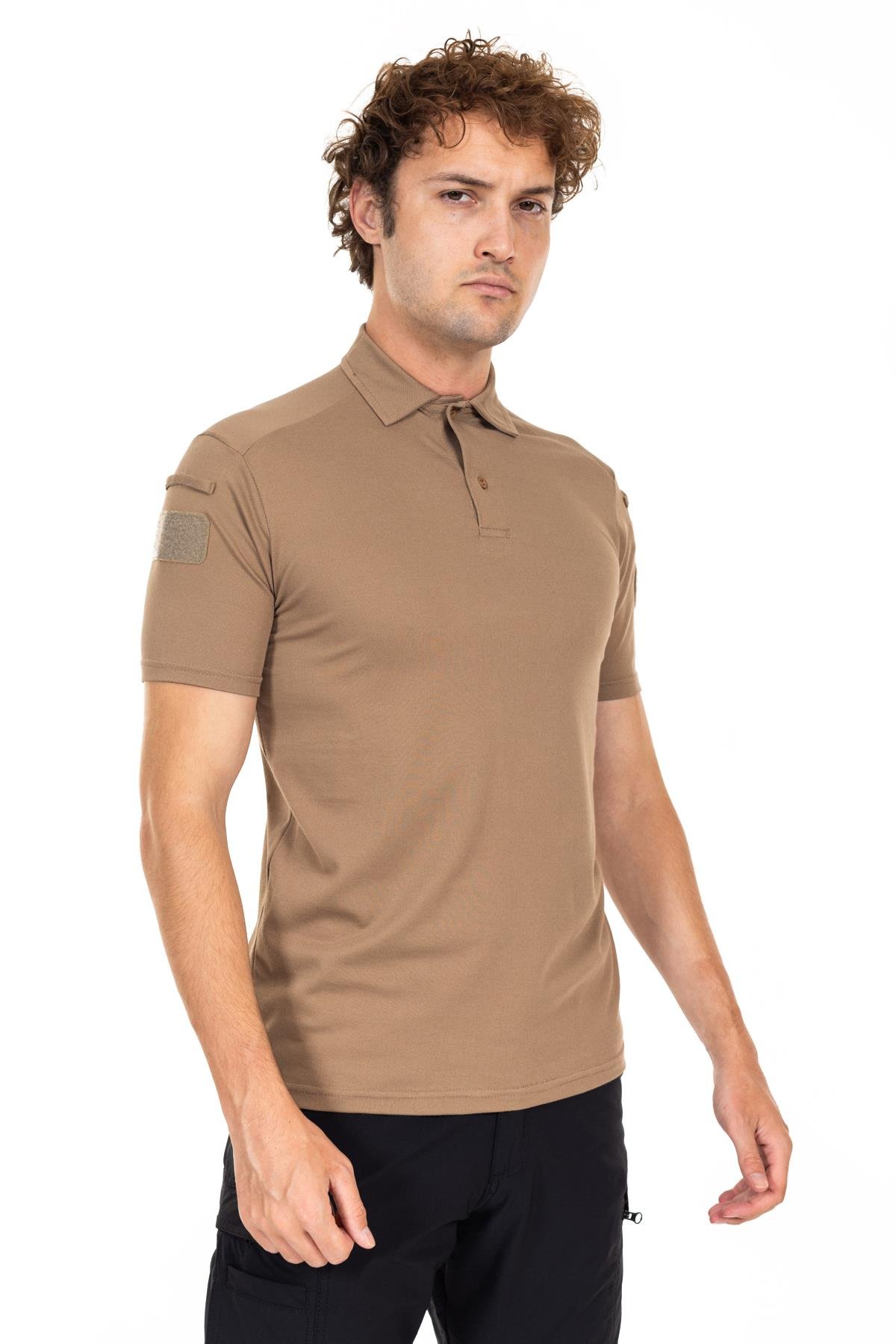 AKN POLO YAKA KISA KOLLU TAKTİK T-SHIRT-BEJ