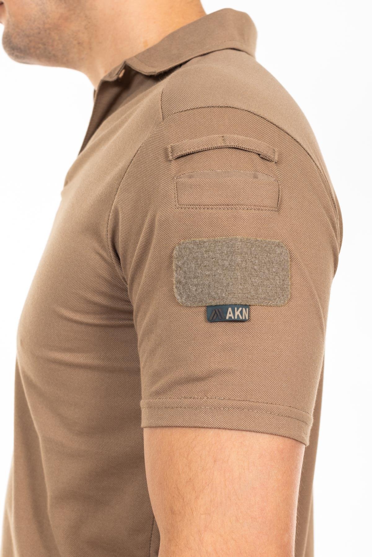 AKN POLO YAKA KISA KOLLU TAKTİK T-SHIRT-BEJ