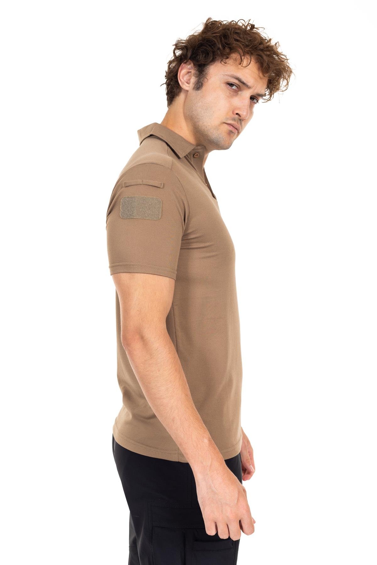 AKN POLO YAKA KISA KOLLU TAKTİK T-SHIRT-BEJ