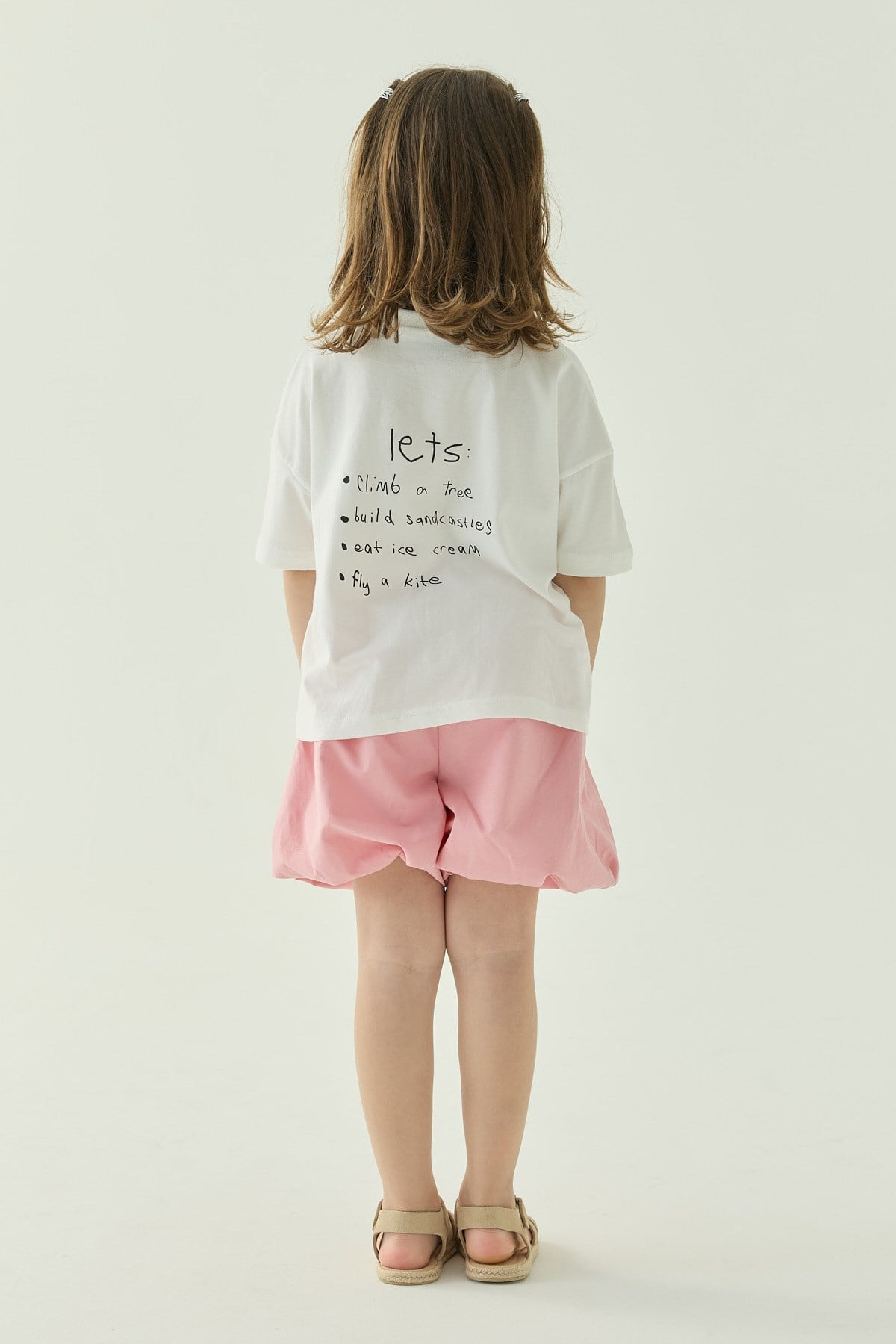 Podo Ekru Oversize Baskılı Tshirt - let's 