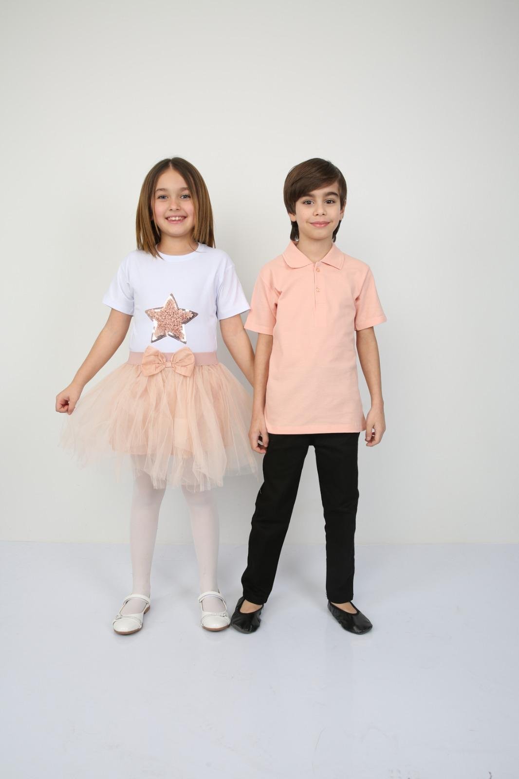 23 Nisan Kız Çocuk T-shirt Yavru Ağzı Tütü Etek Kombin Erkek Çocuk Polo Yaka Pantolon Takım Gösteri Kıyafetleri