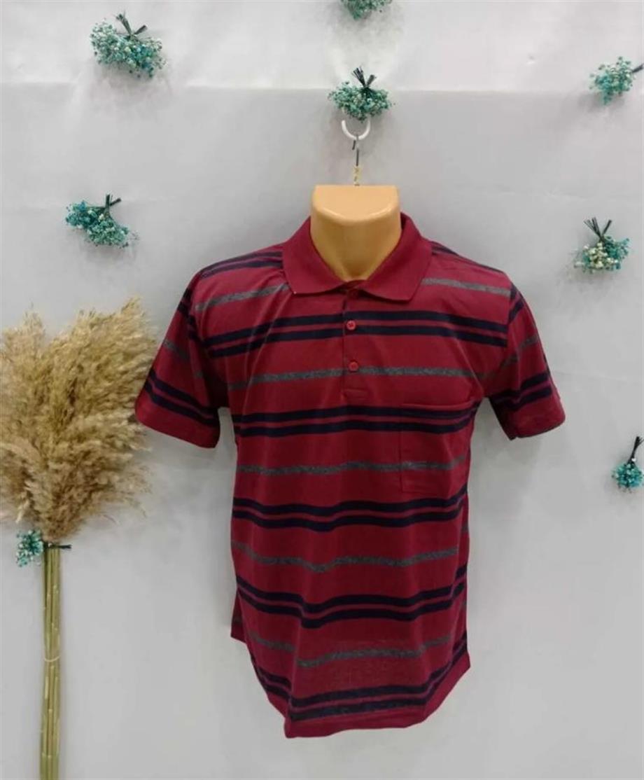 erkek Baba model polo Yakalı Penye çizgi Desenli Tshirt babalar günü