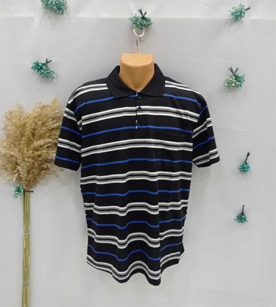 erkek Baba model polo Yakalı Penye çizgi Desenli Tshirt babalar günü