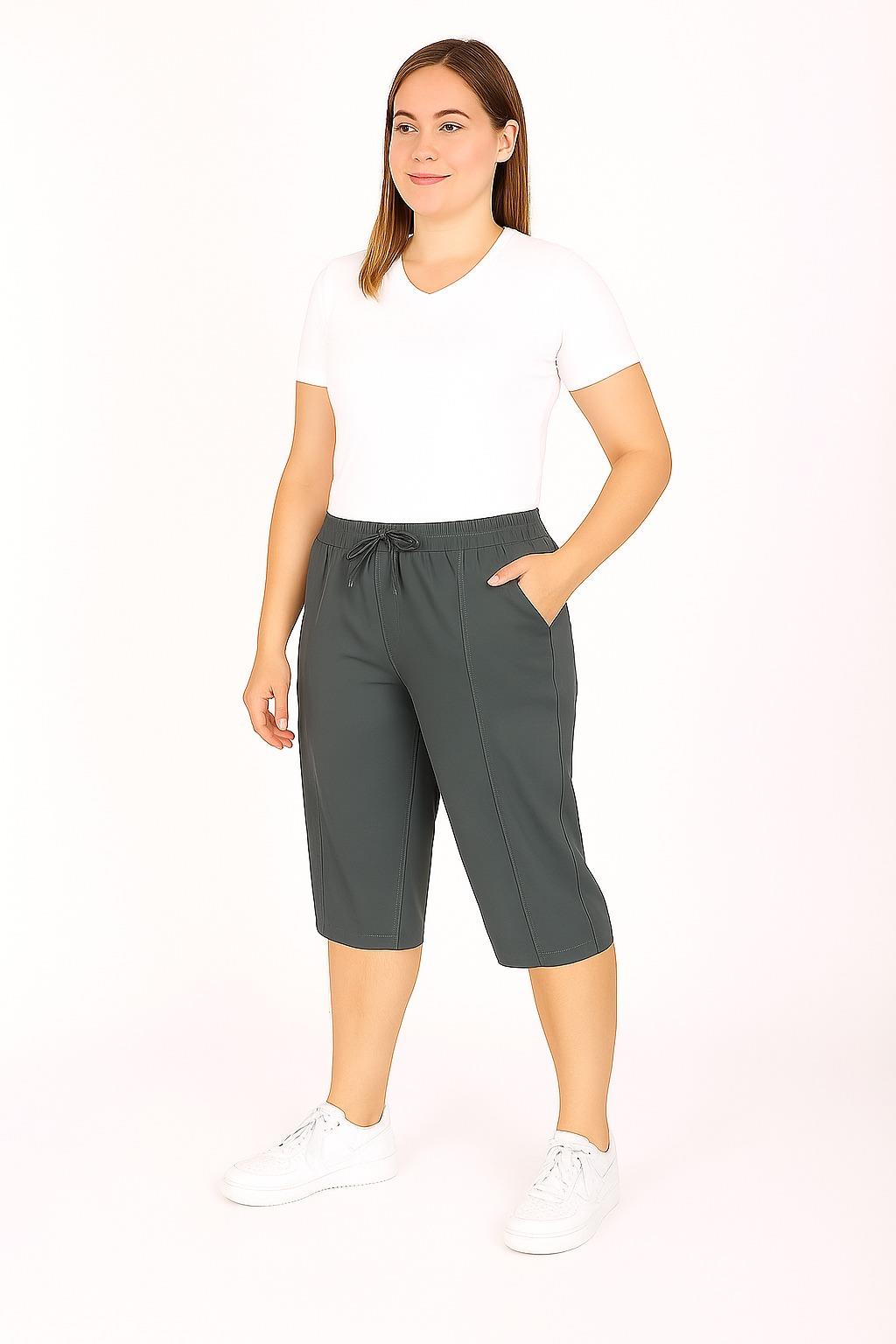 Kadın Rahat Kalıp Füme Keten Hambez Kapri – Yazlık Günlük Model