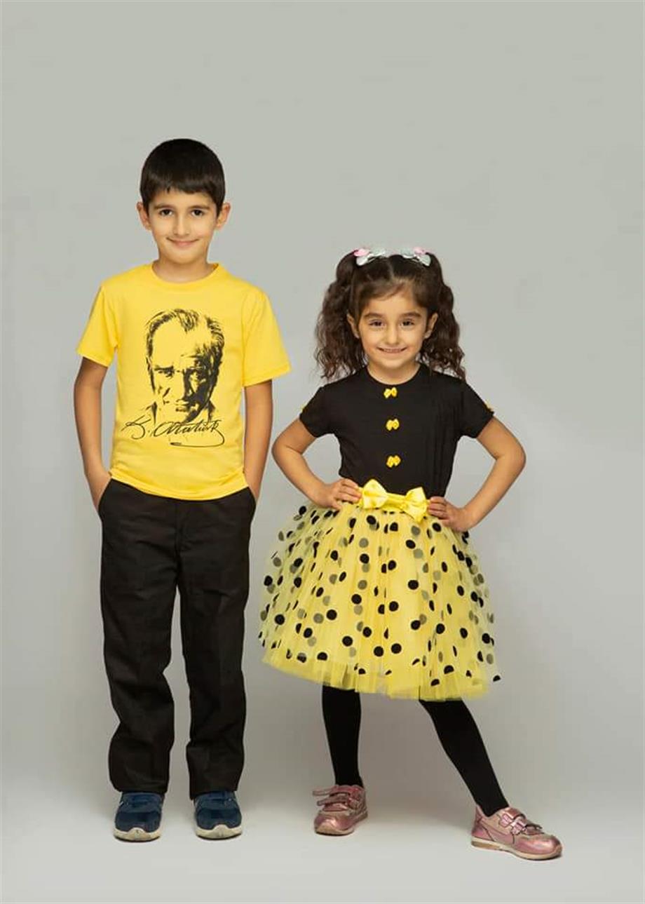 KIZ ERKEK ÇOCUK 23 NİSAN 29 EKİM 10 KASIM GÖSTERİ KOSTÜM T-SHIRT PANTOLON TÜTÜ ETEK