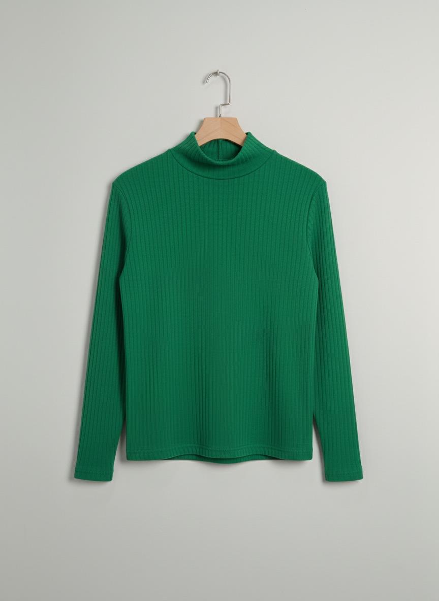 Kız ve Erkek Çocuk Kırmızı Fitilli Yarım Balıkçı Yaka Uzun Kollu Body İçlik