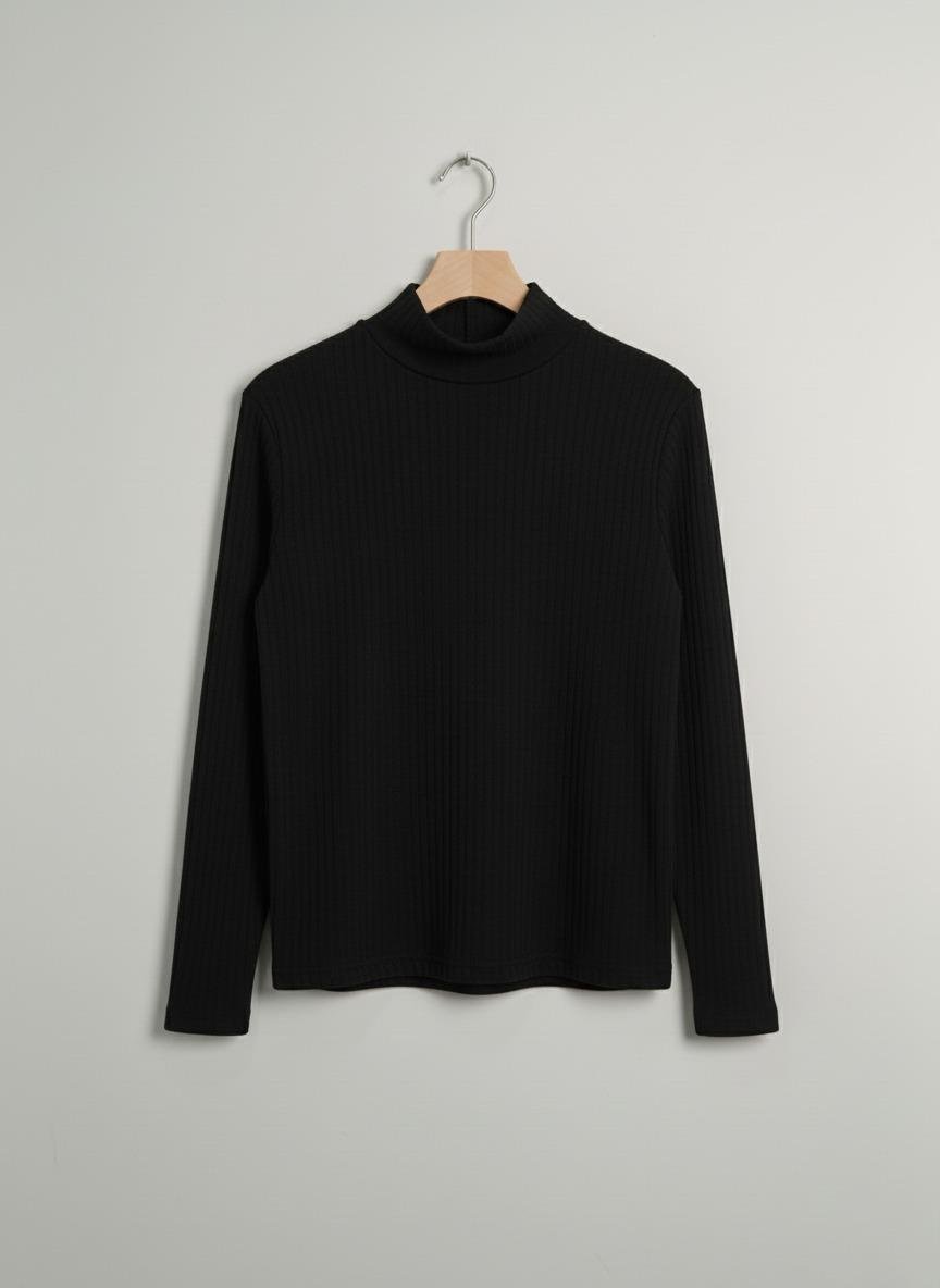 Kız ve Erkek Çocuk Kırmızı Fitilli Yarım Balıkçı Yaka Uzun Kollu Body İçlik