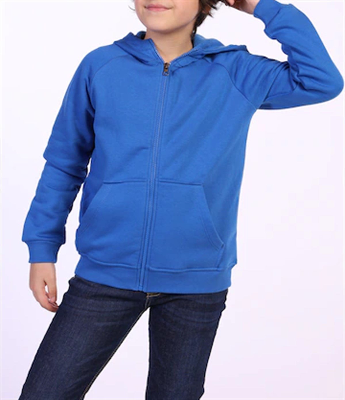 UNISEX ÇOCUK KAPÜŞONLU FERMUARLI ÜÇ İPLİK KIŞLIK  POLAR SWEATSHIRT HIRKA