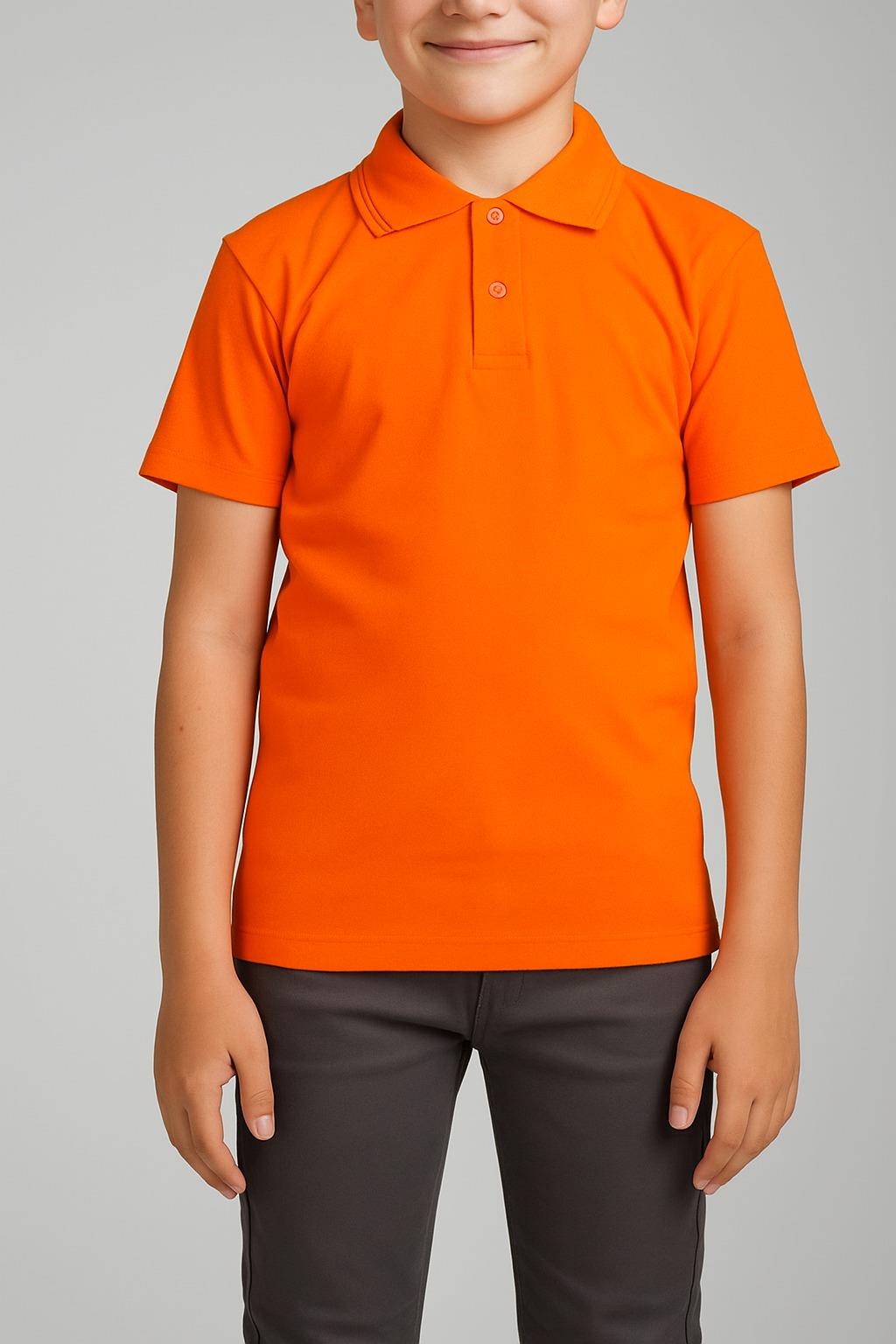 UNISEX COCUK POLO YAKA KISA KOL TURUNCU OKUL T-SHIRT