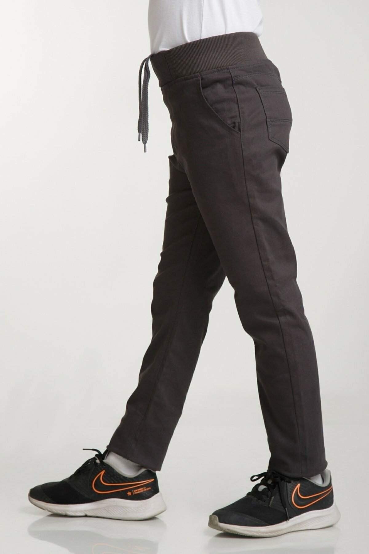 UNISEX ÇOCUK RIBANA BEL FÜME CANVAS OKUL PANTOLONU