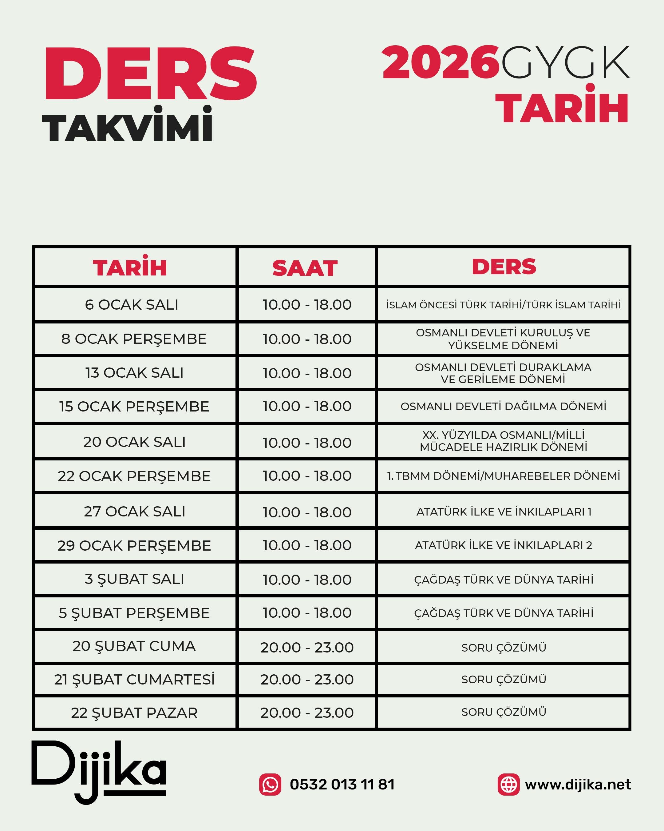 2026 GYGK TARİH