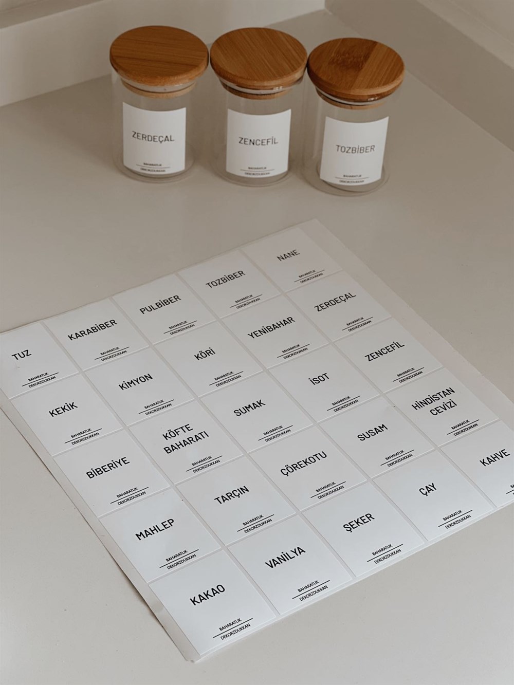  12'li Bambu Vakum Kapaklı Cam Kavanoz Baharatlık