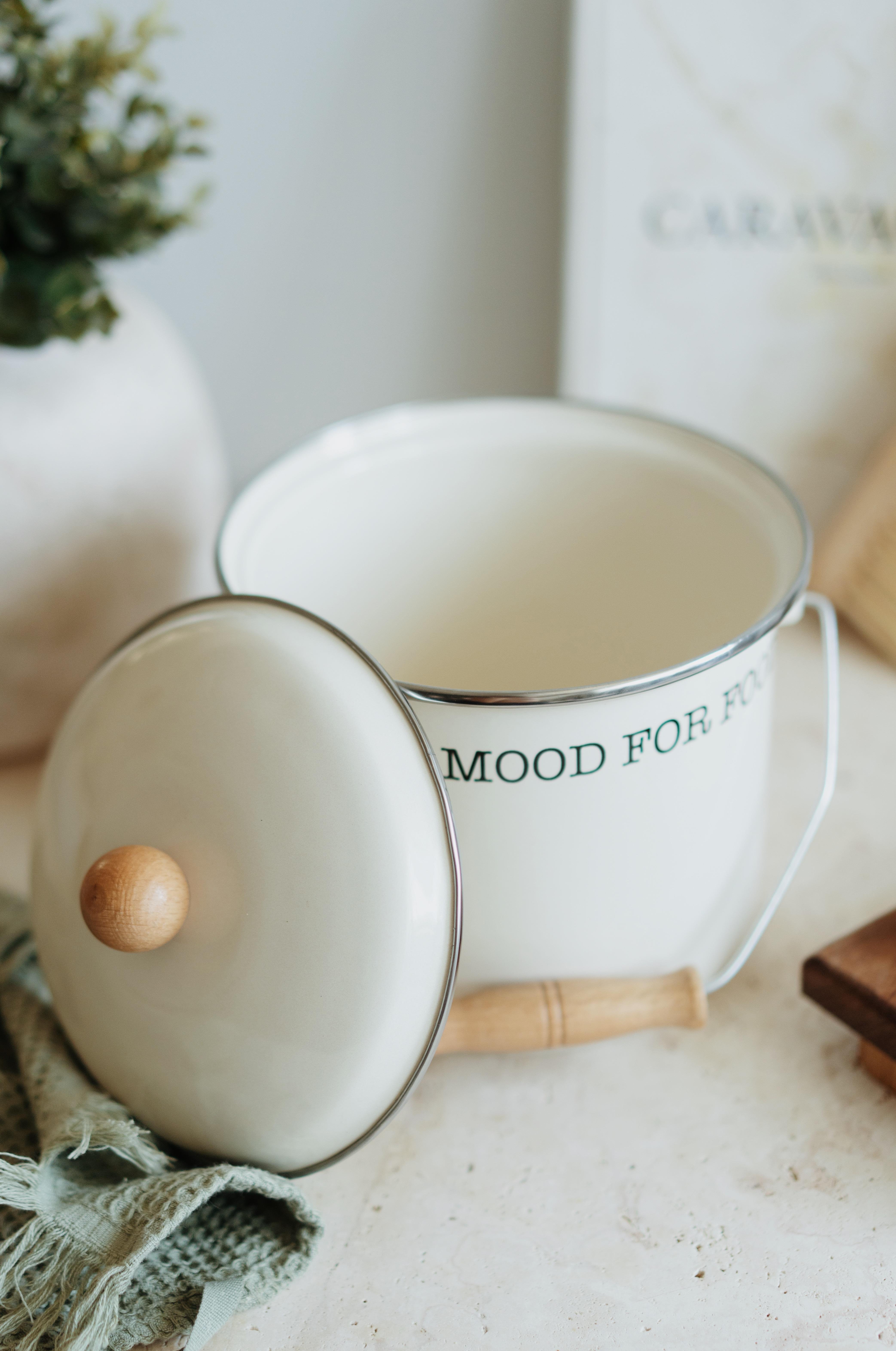  Ahşap Detaylı Emaye Yoğurt/Bakliyat Bakracı