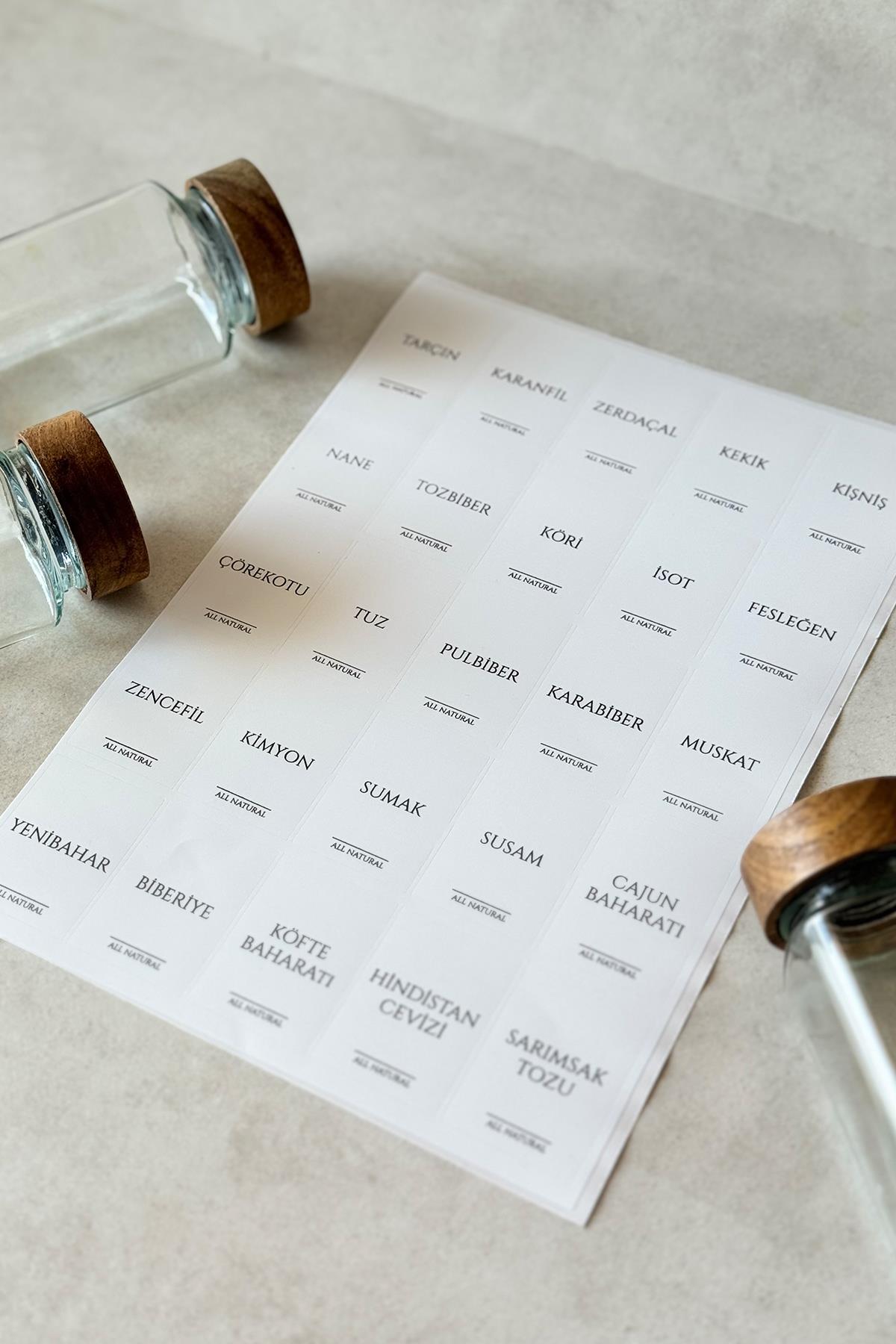 25'li Beyaz Baharatlık Etiketi (%100 suya dayanıklıdır)