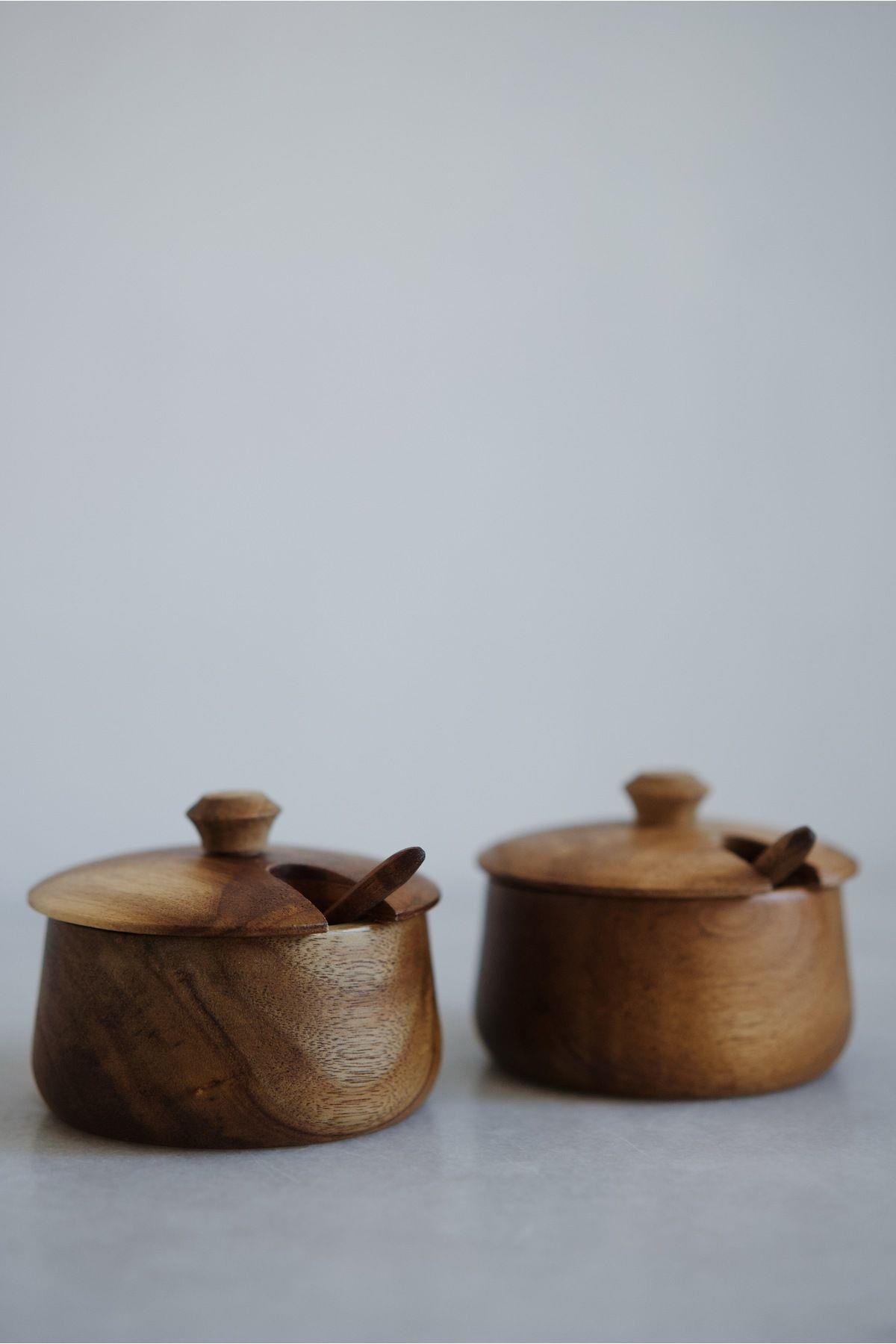 2'li Akasya Kaşıklı Baharatlık