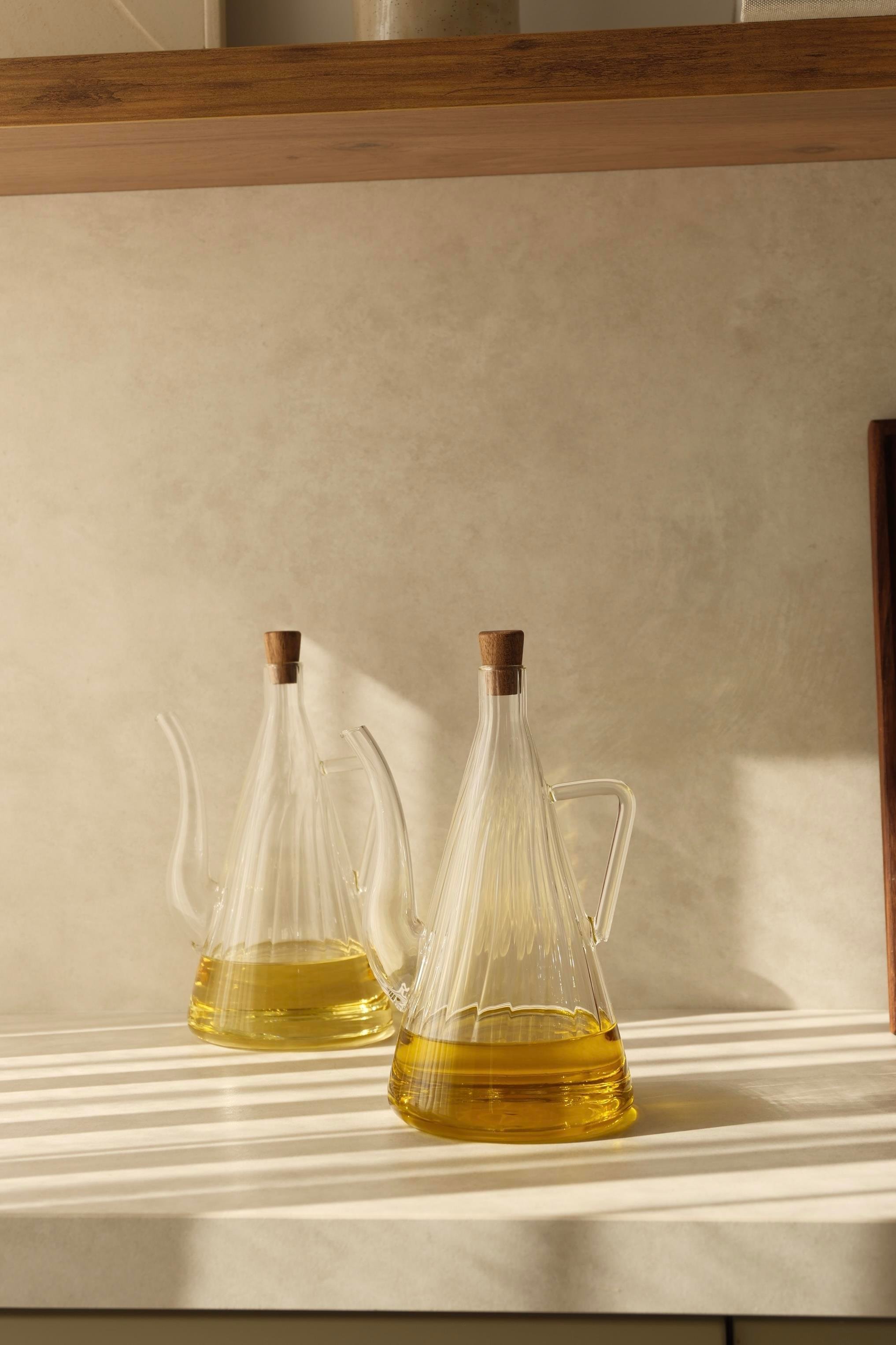 2'li Akasya Tıpalı Çizgili Model İbrik Yağdanlık (750ML)