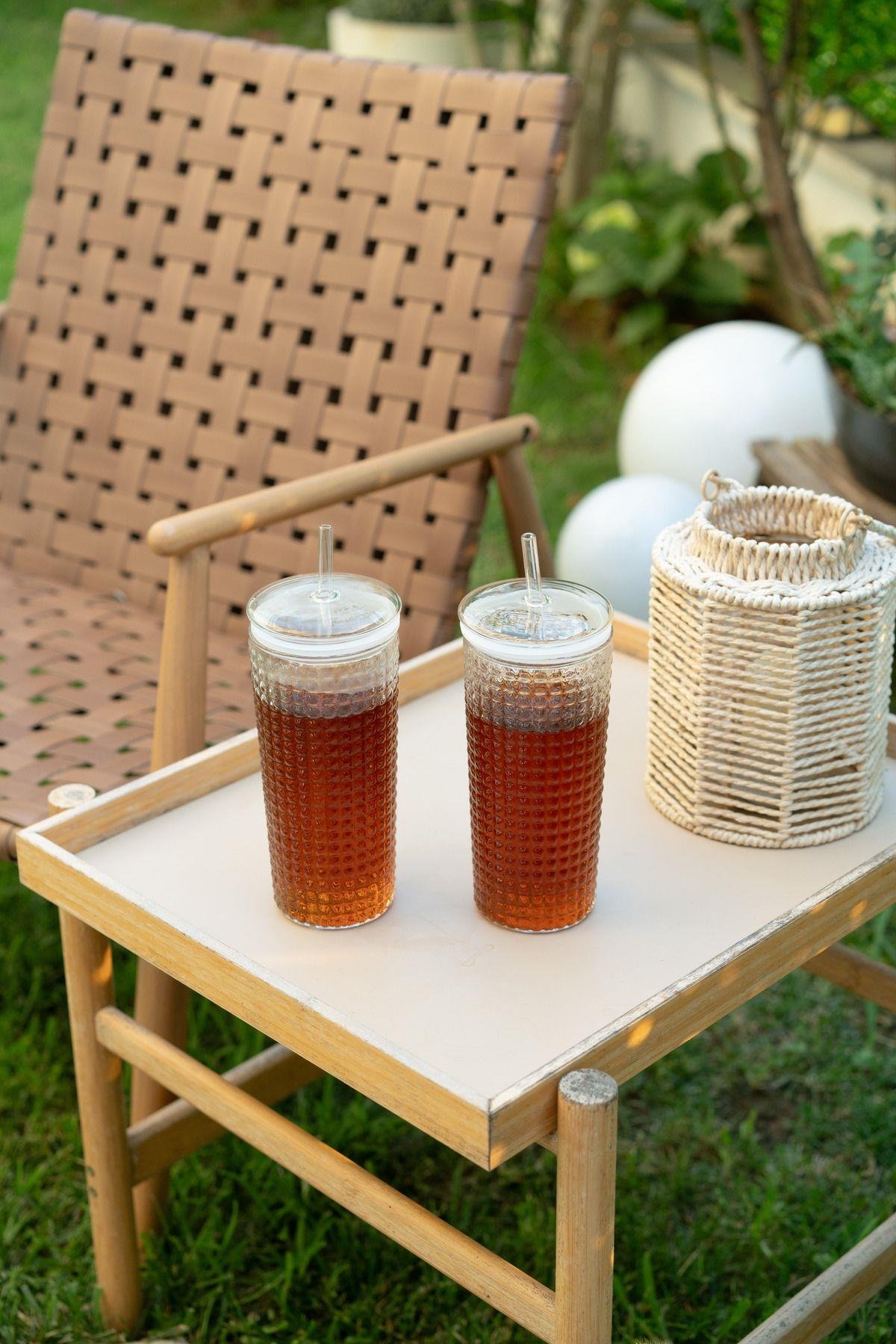 2'li Cam Pipetli Vakum Kapaklı Bardak