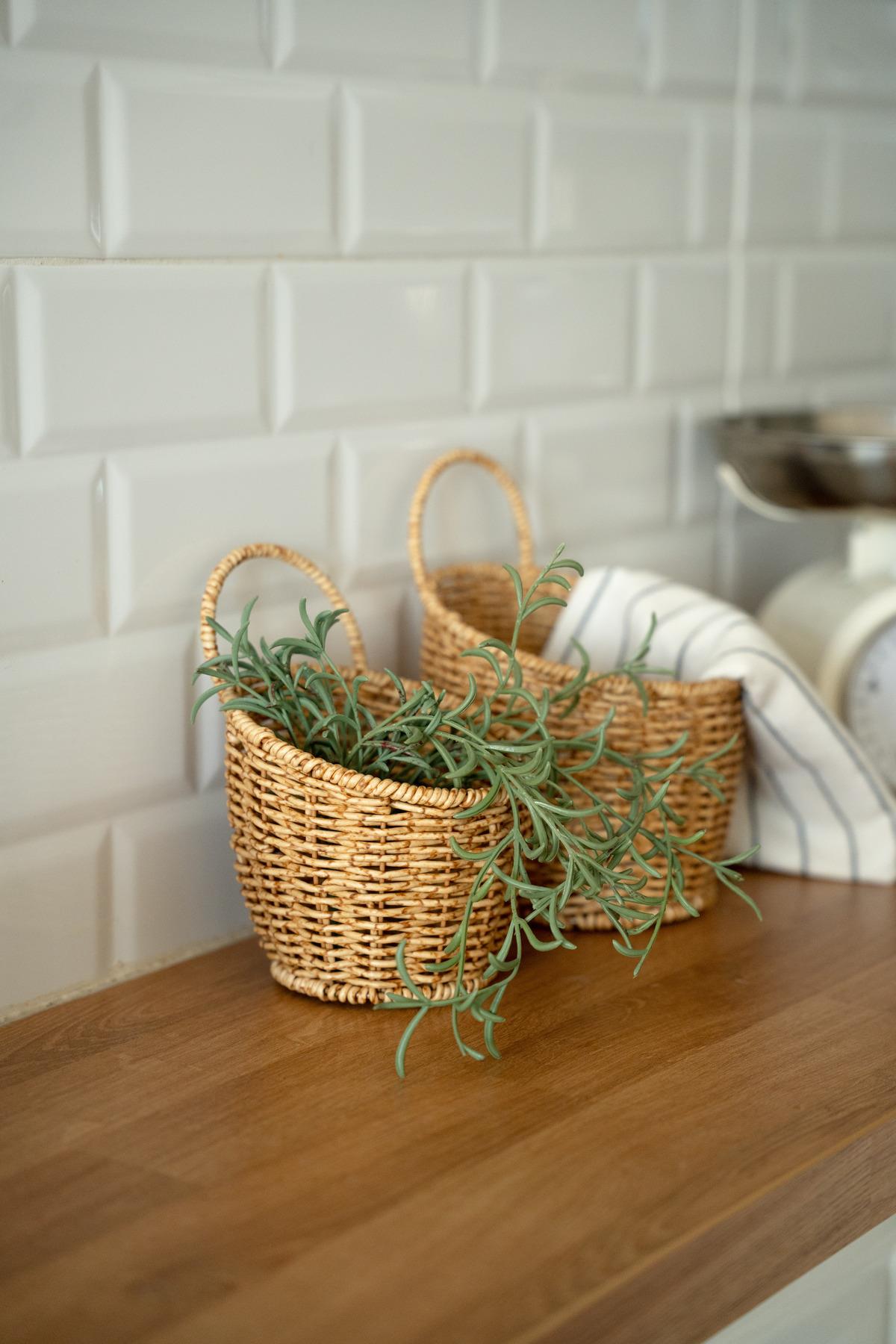 2'li Rattan Kulplu Sepet