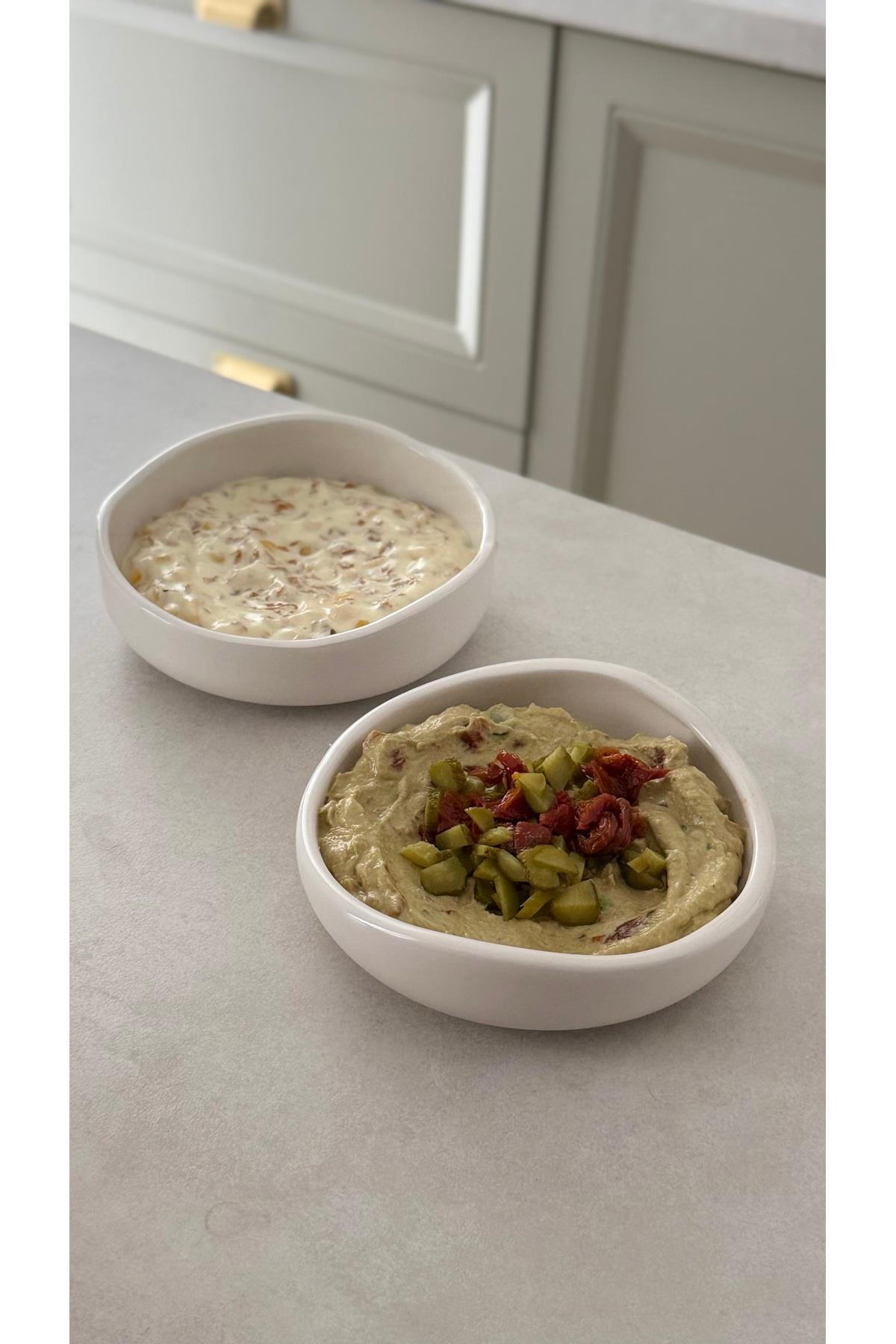 2'li Seramik Amorf Meze Tabağı (15 cm)