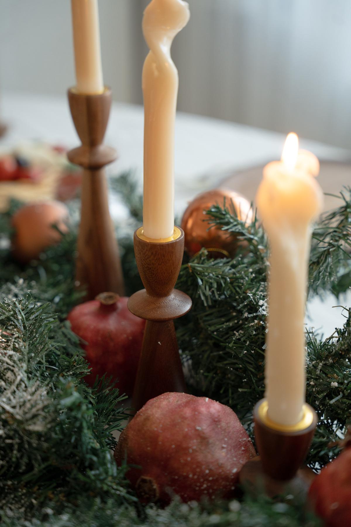 3'lü Akasya Şamdan Seti