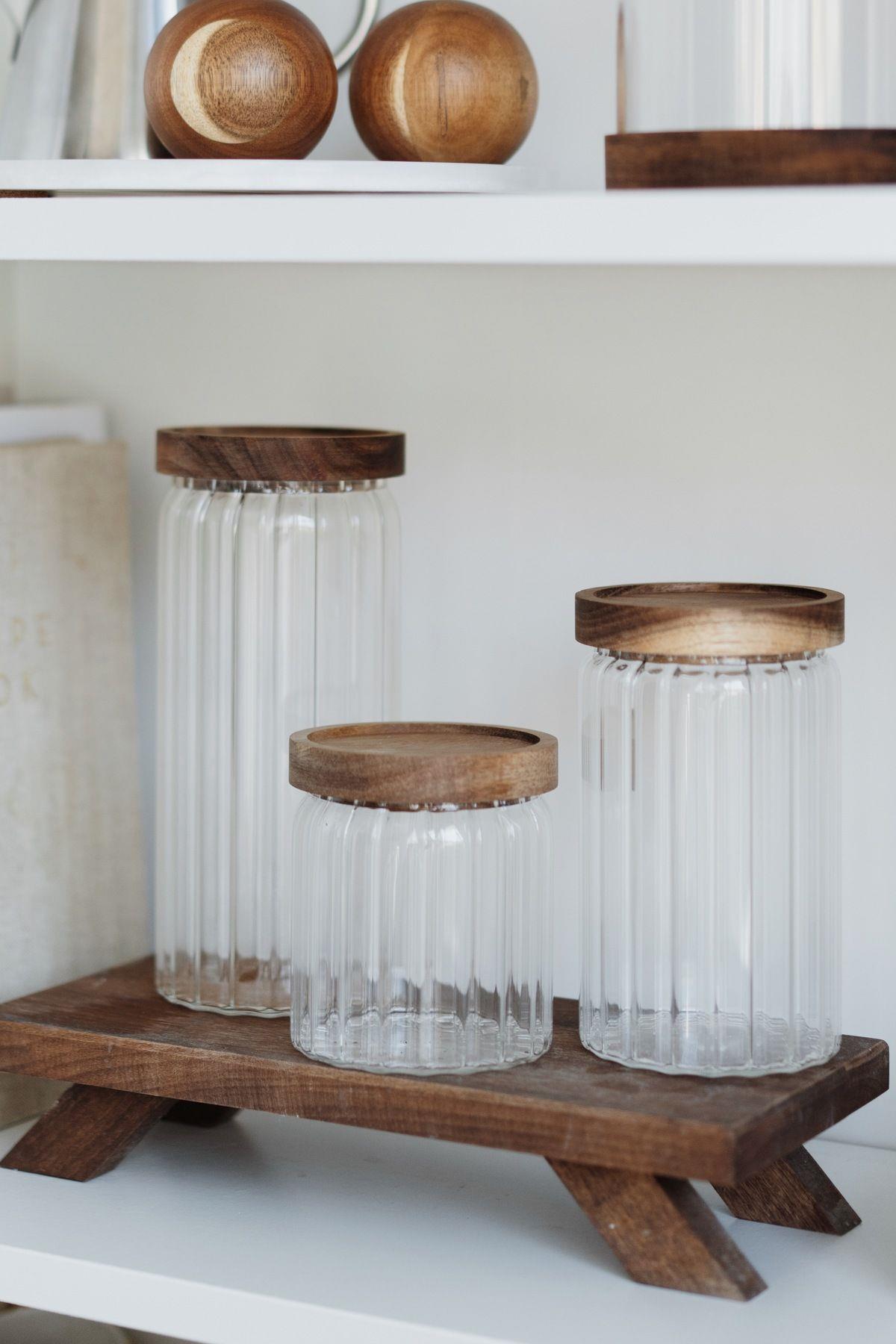 3'lü Akasya Vakum Kapaklı Kavanoz Seti