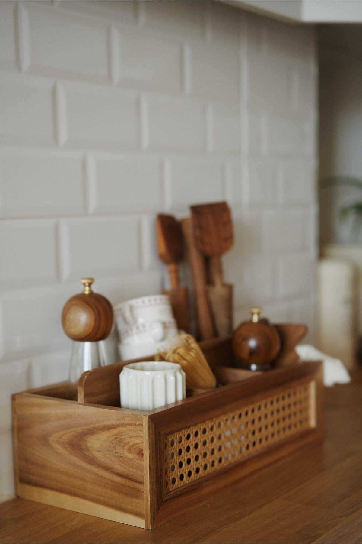 6 Bölmeli Akasya Hazeran Detaylı Organizer (18 x 36 cm)