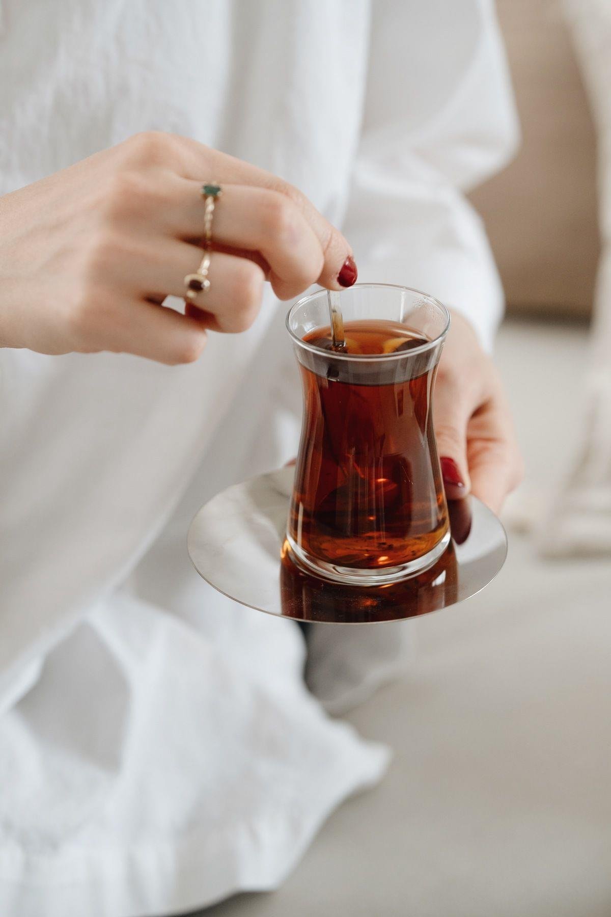 6'lı Metal Çay Tabağı (Paslanmaz Çelik)