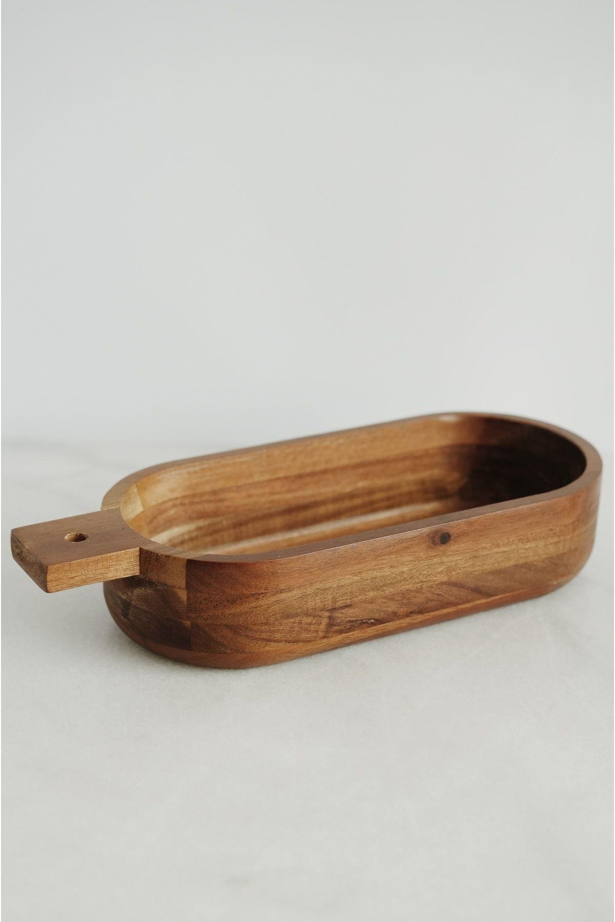 Akasya Oval Kulplu Derin Sunumluk Kase