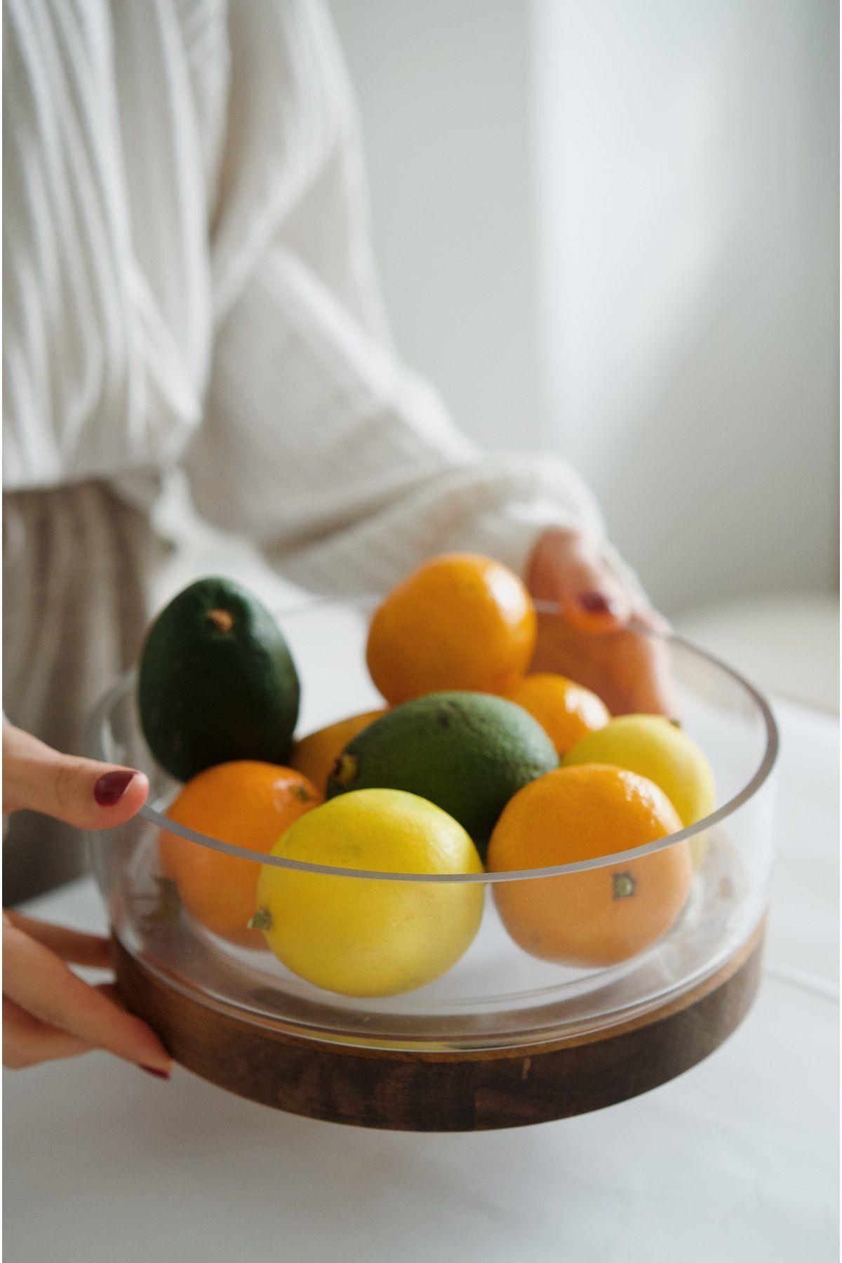 Akasya Standlı Cam Kase (22 cm)