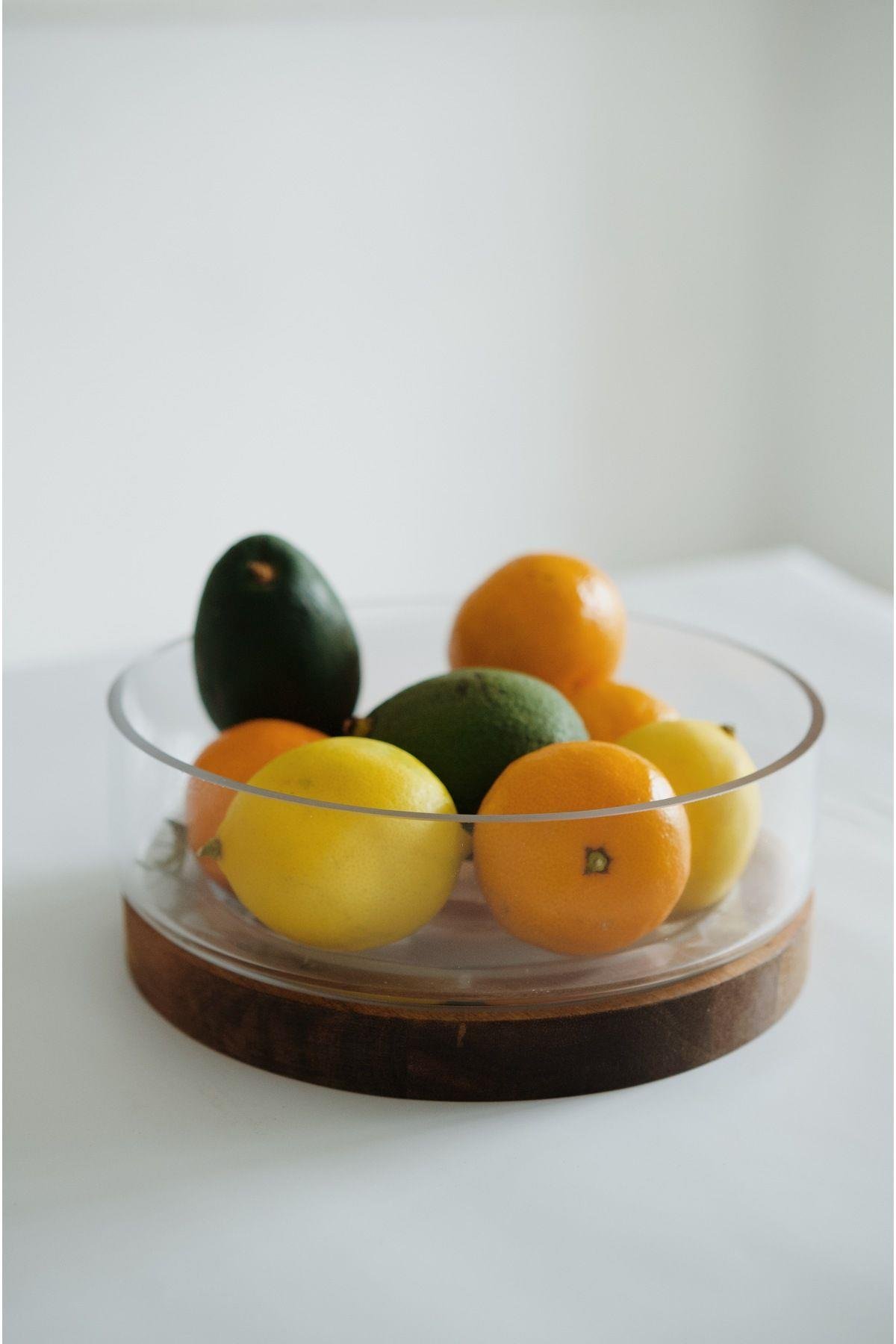 Akasya Standlı Cam Kase (22 cm)